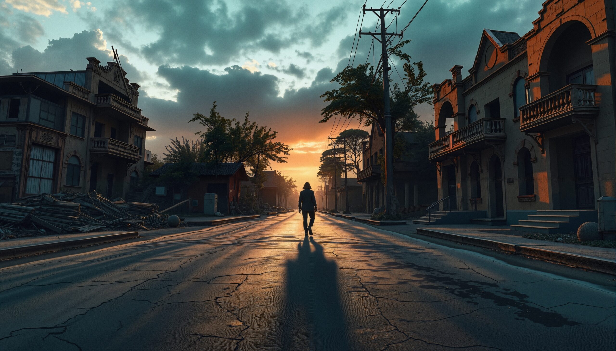 Solitary Walk at Sunset Street