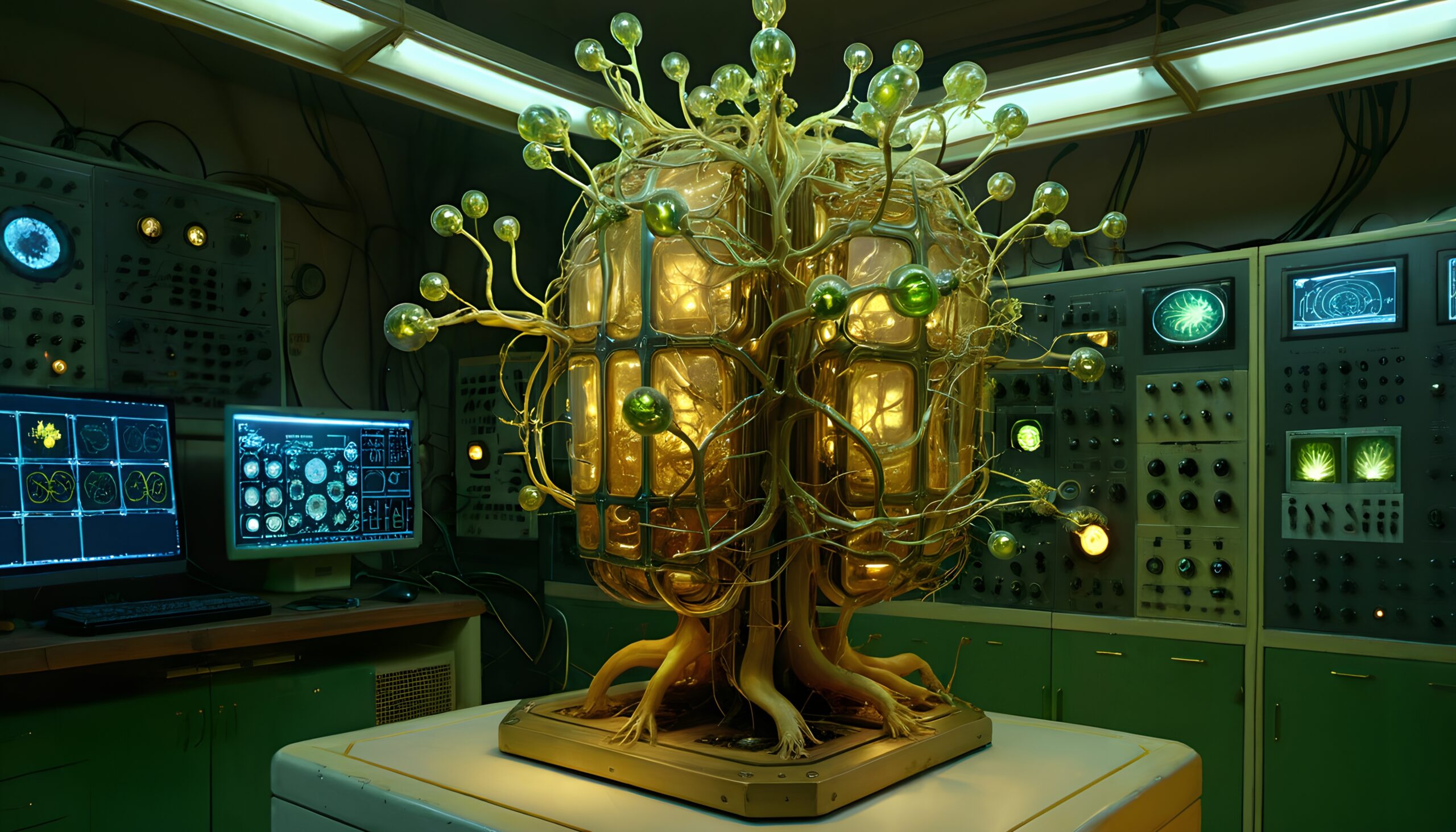 Futuristic Biotech Laboratory Scene