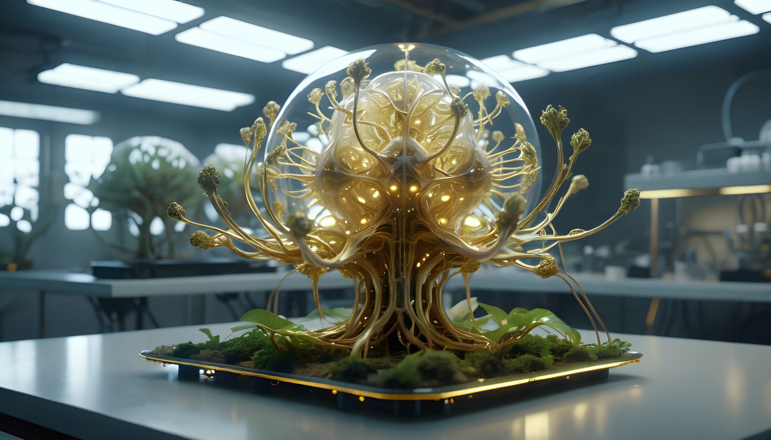 Futuristic Biomechanical Artwork Display