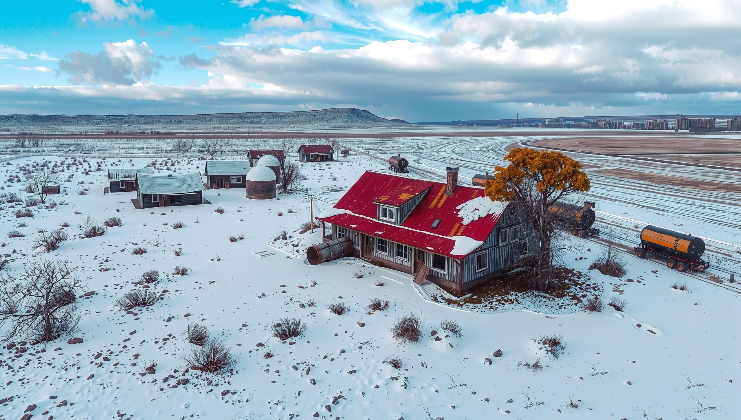 Winter Homestead in Snowy Landscape