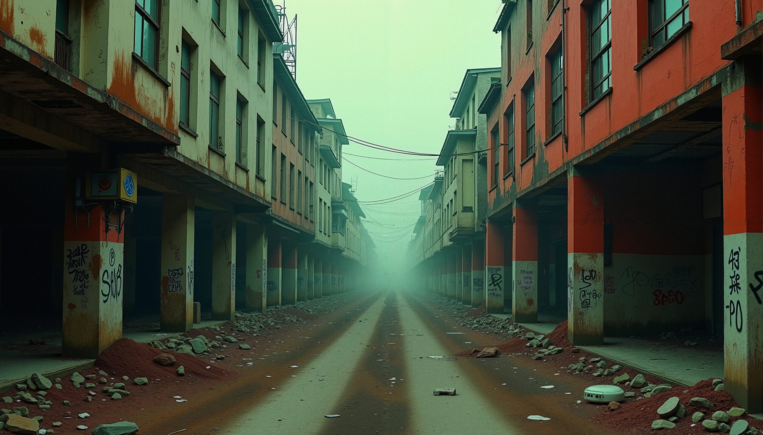 Deserted Urban Street Haze