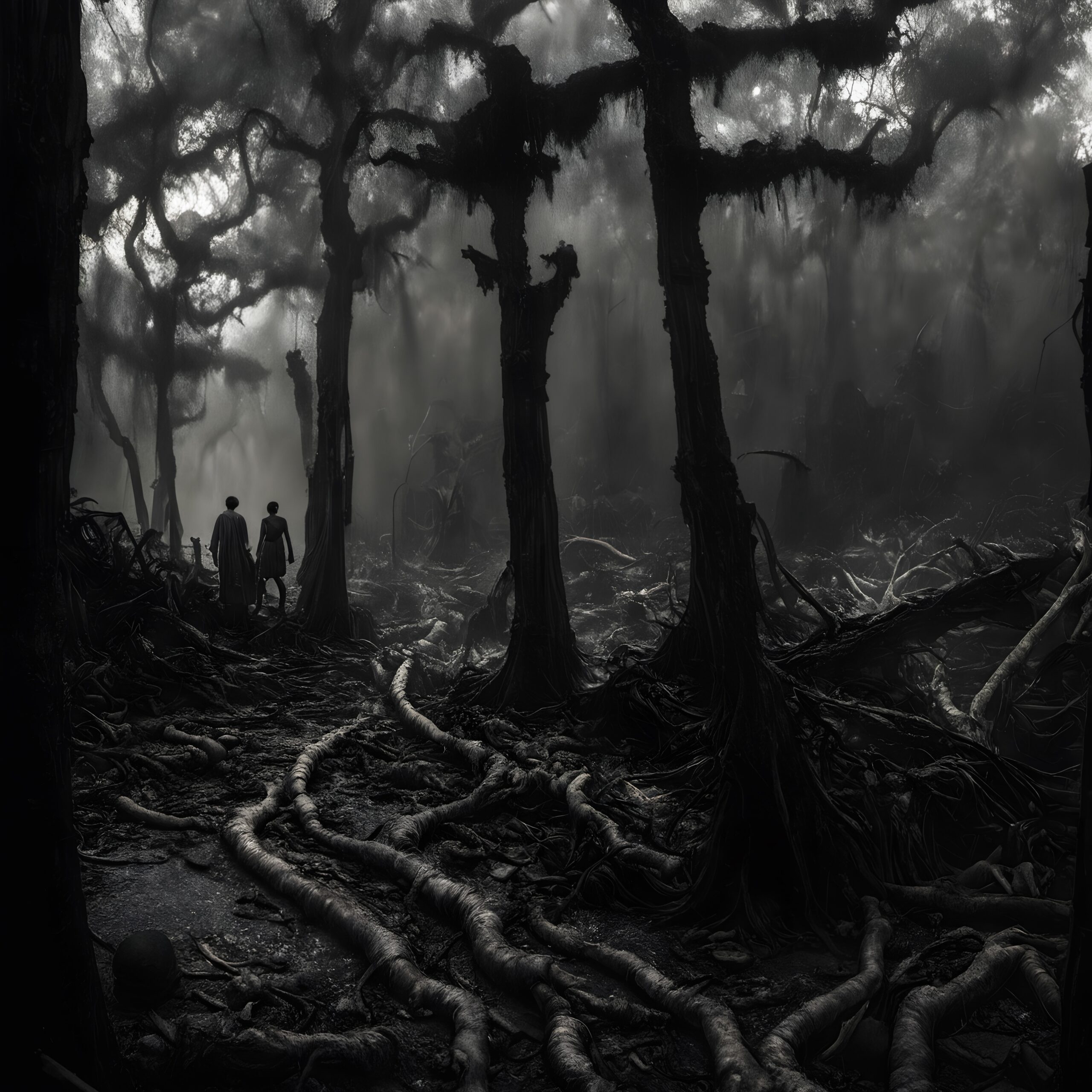 Mysterious Walk Through Foggy Woods