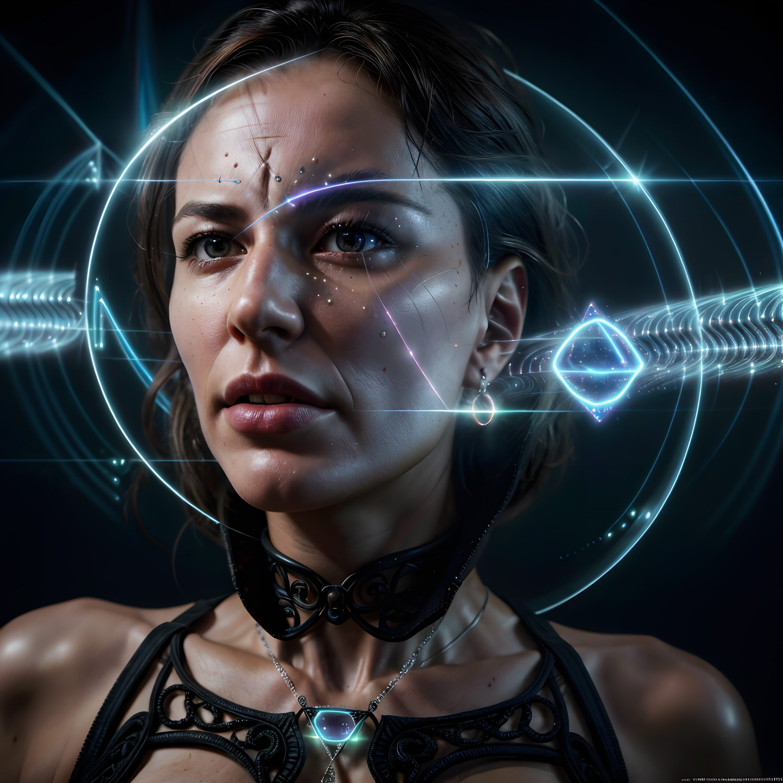 Futuristic Woman in Digital Realm