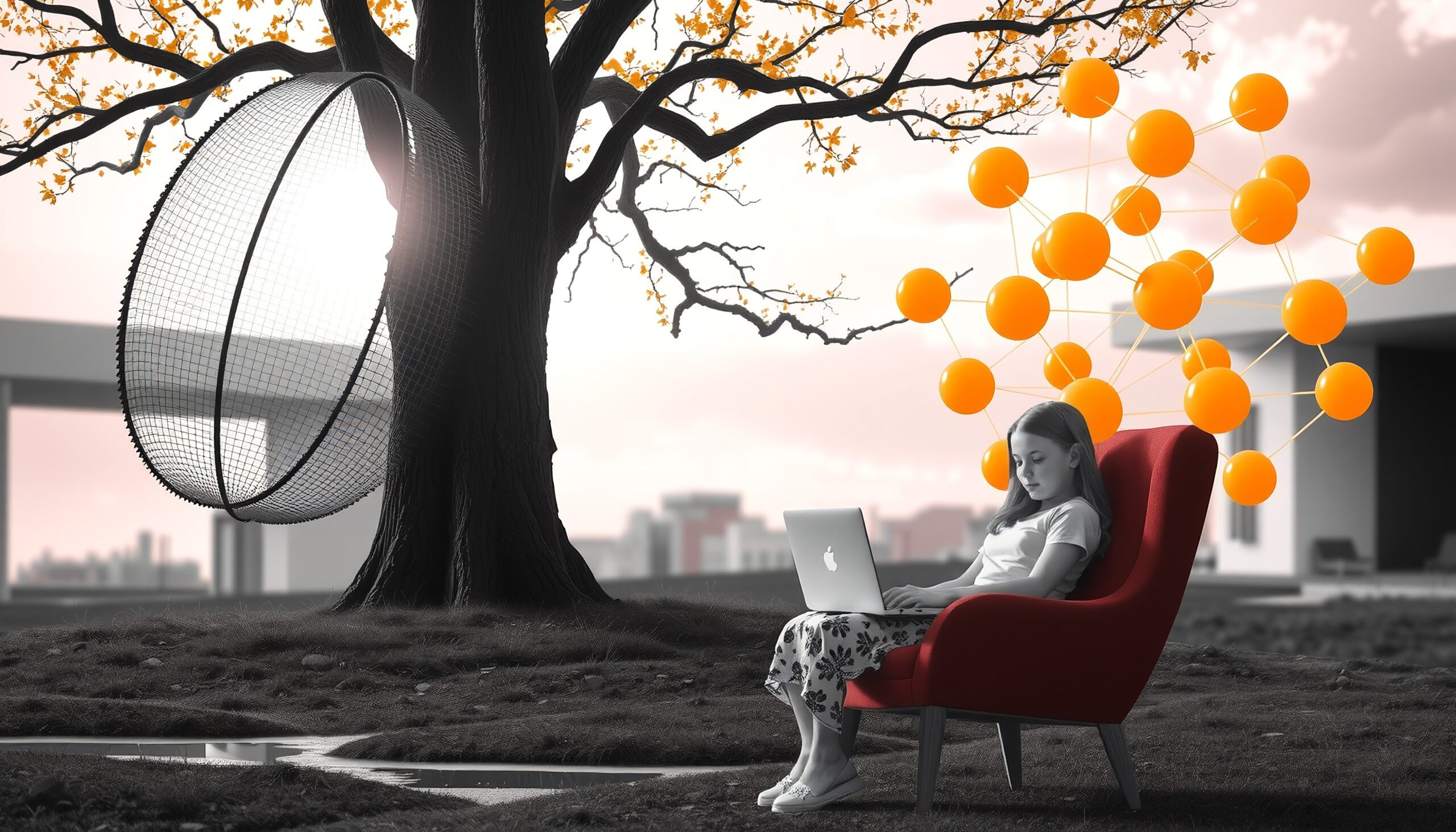 Digital Daydream Under Tree