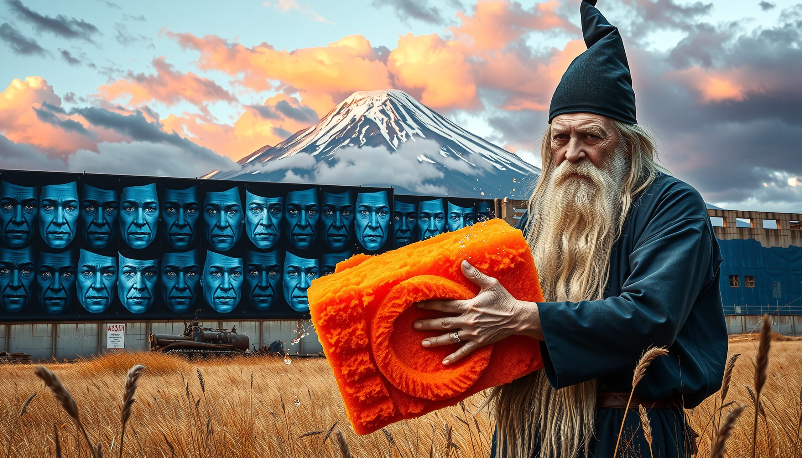 Enigmatic Wizard with Orange Object