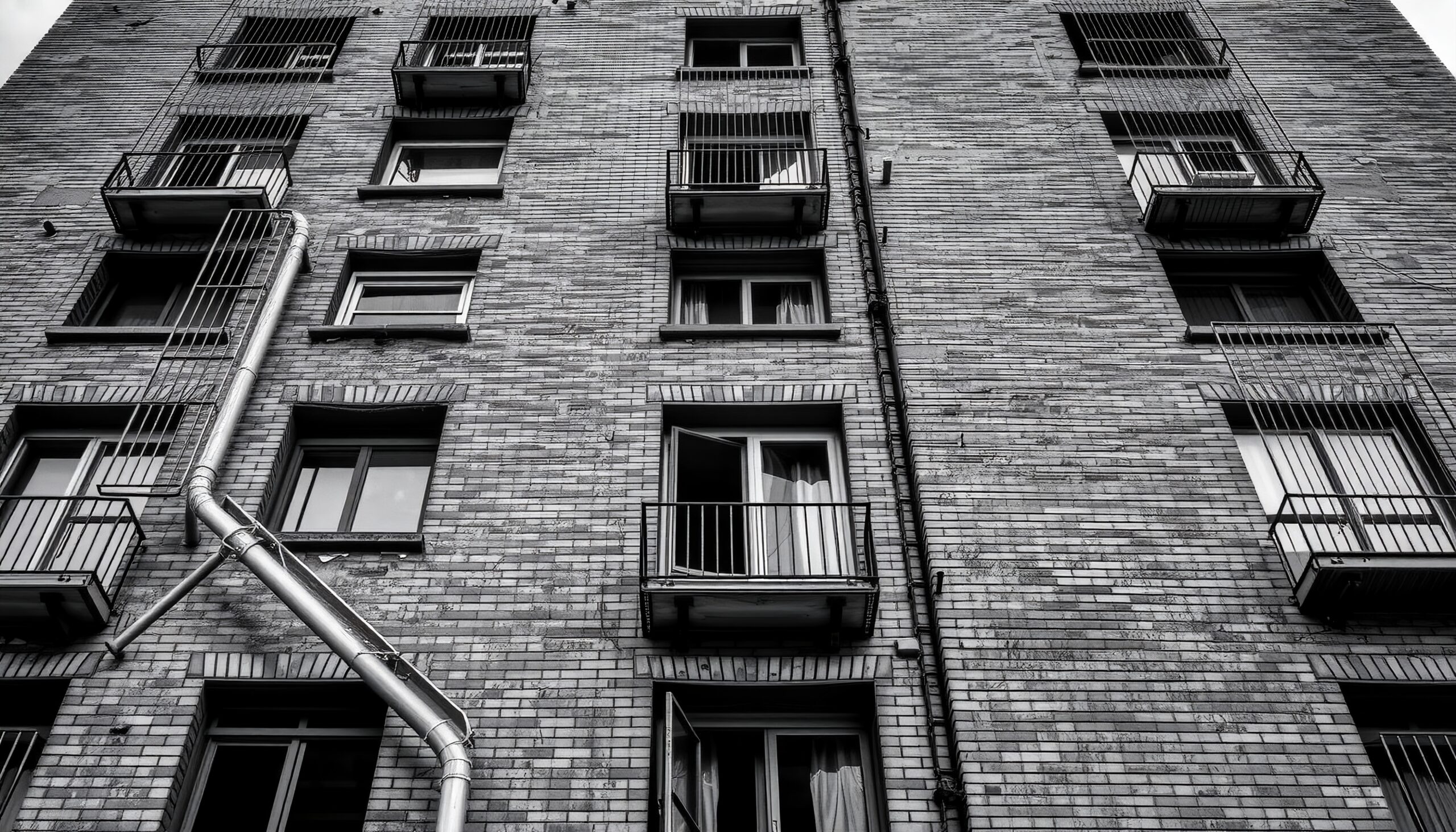 Urban Brick Building Architecture Monochrome