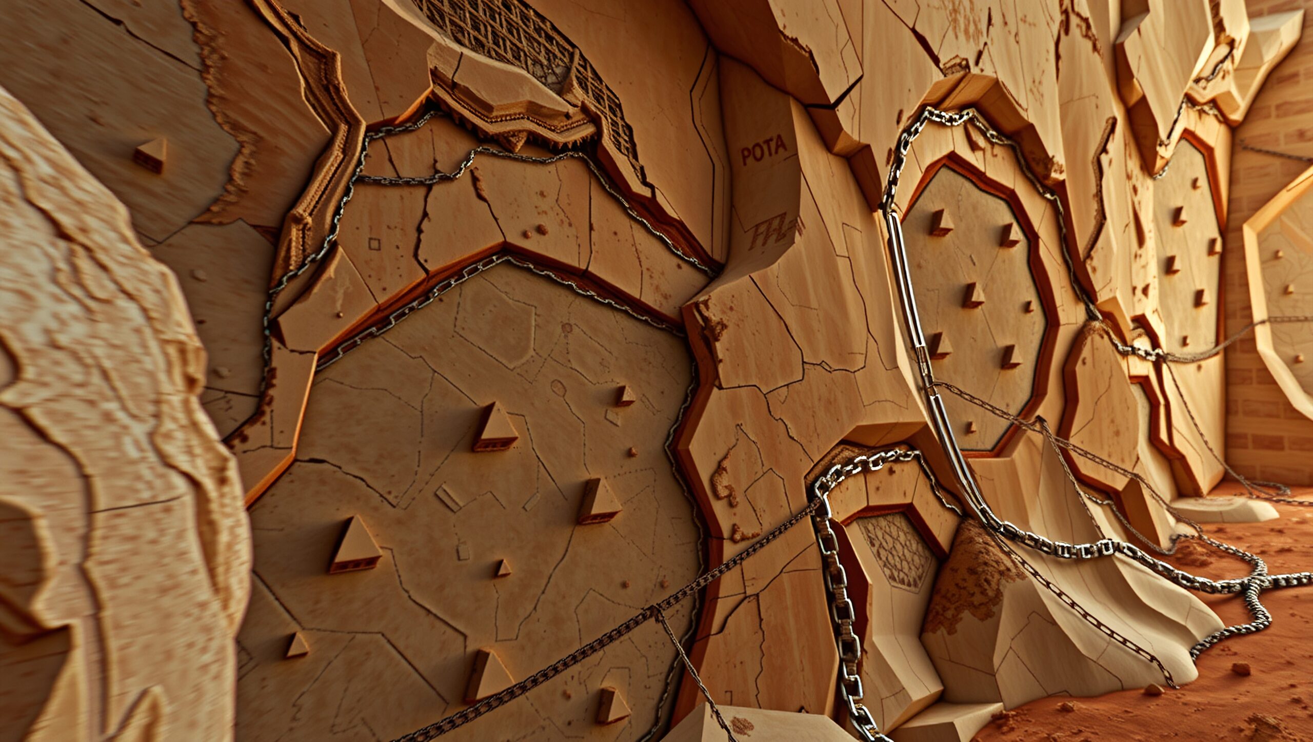 Abstract Geometric Wooden Sculpture