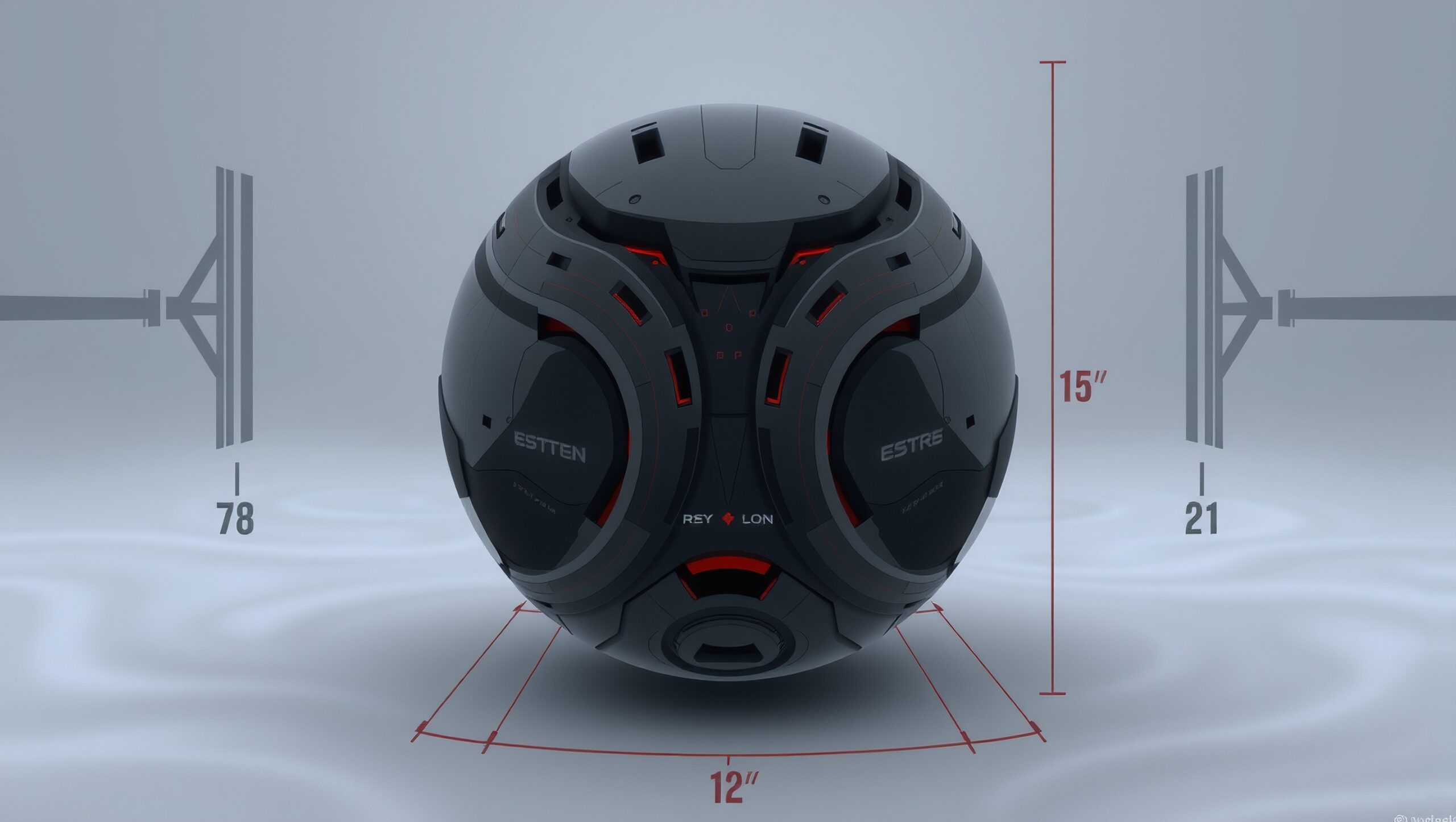 Futuristic Sphere With Red Accents