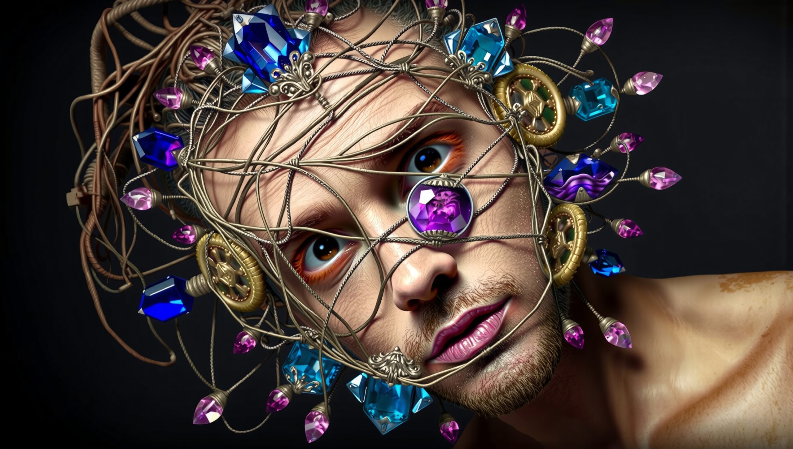 Gem-Encrusted Wire Headpiece Fantasy