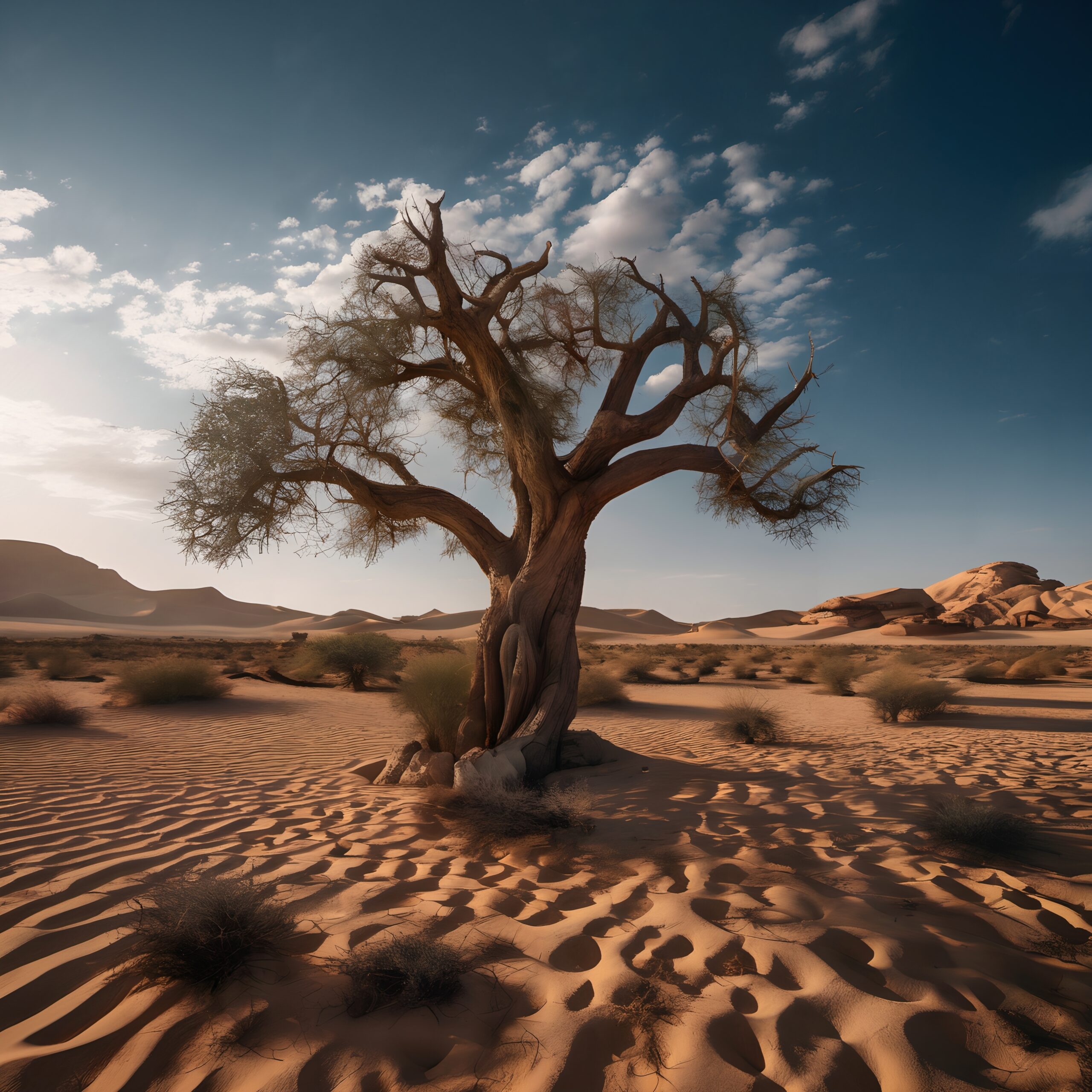 Desert Tree under Vast Sky