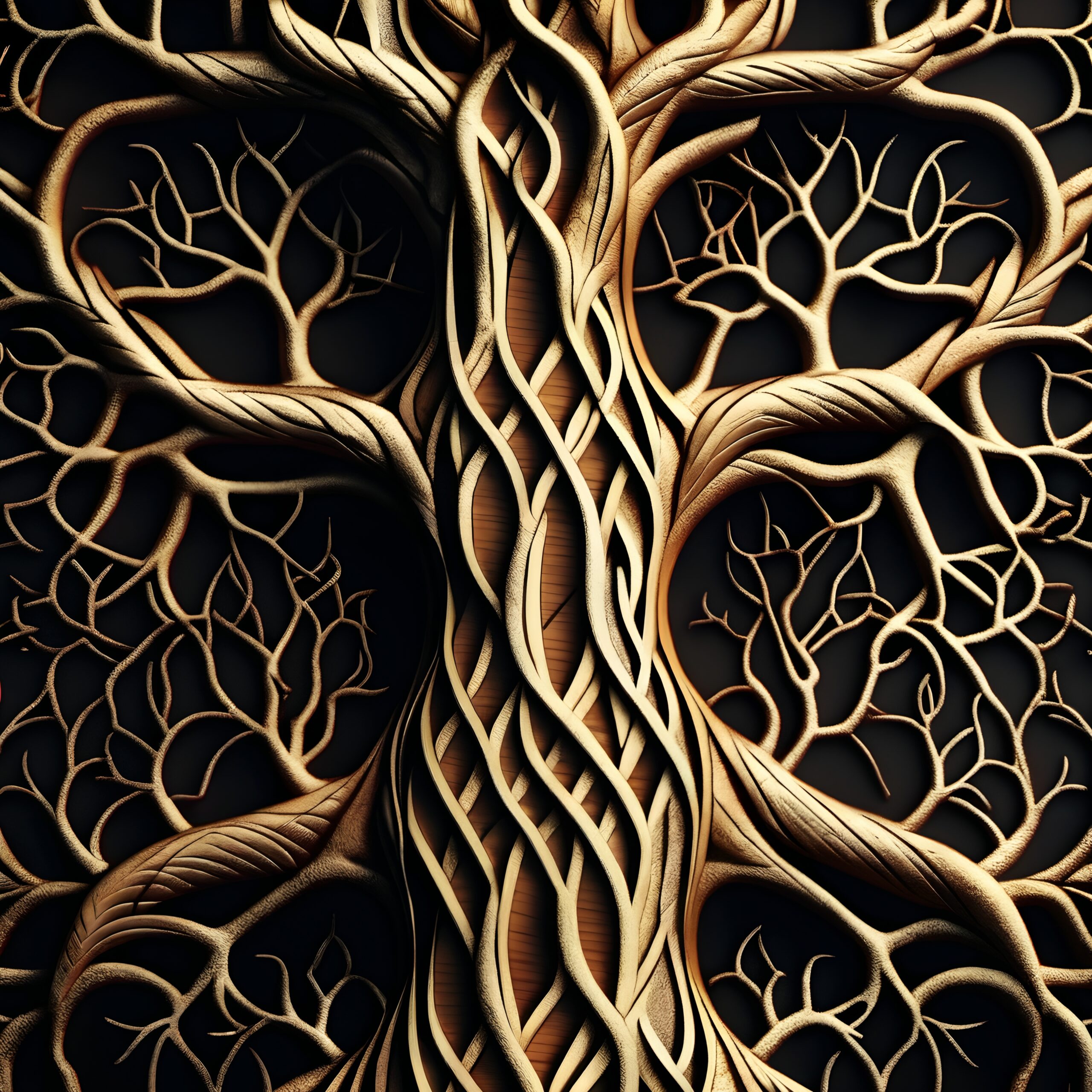 Intricate Wooden Root System Design
