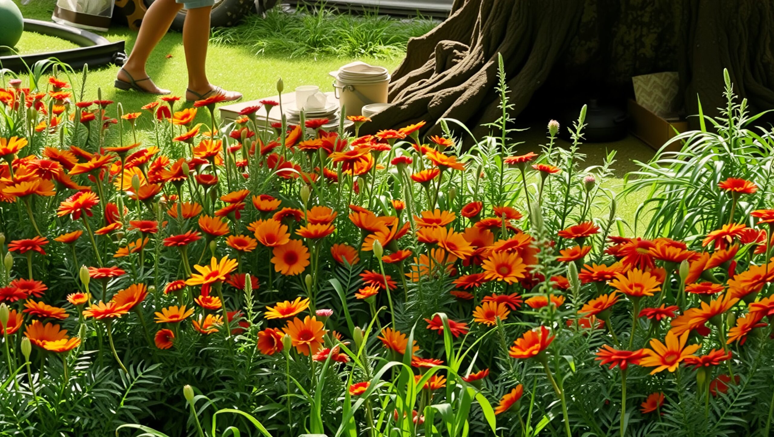 Colorful Daisies in Lush Garden