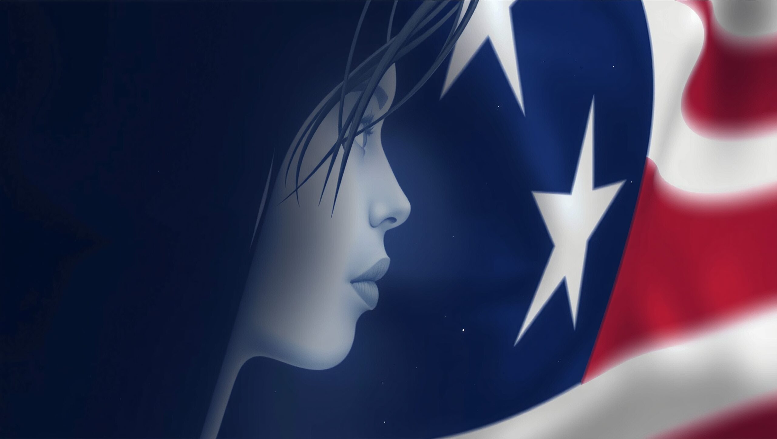 Patriotic Woman and Flag