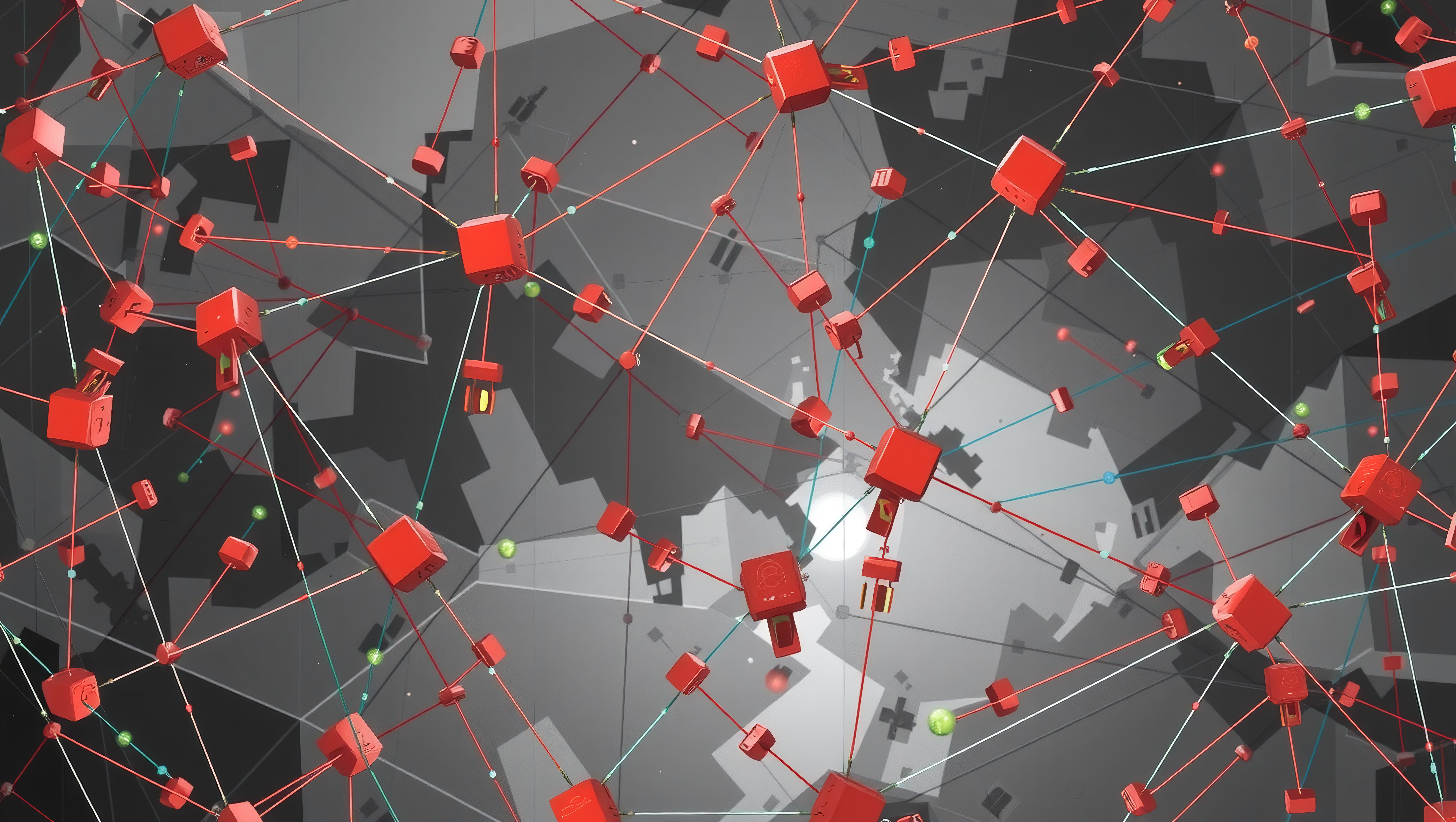 Digital Network Visualization with Red Cubes