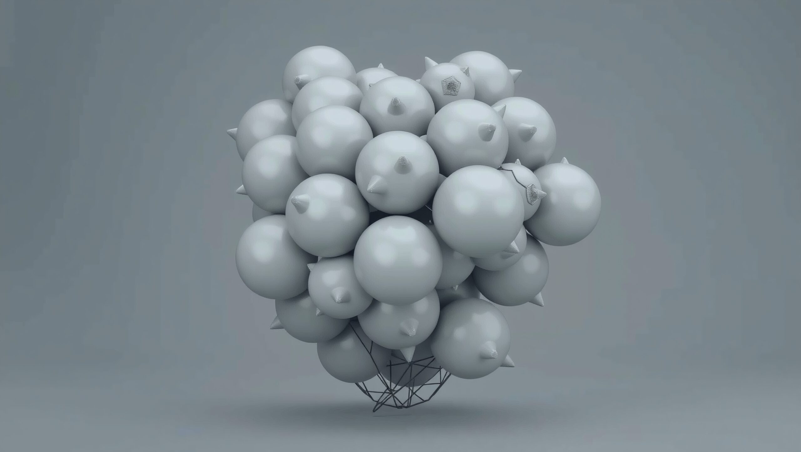 Cluster of Prickly Metal Spheres