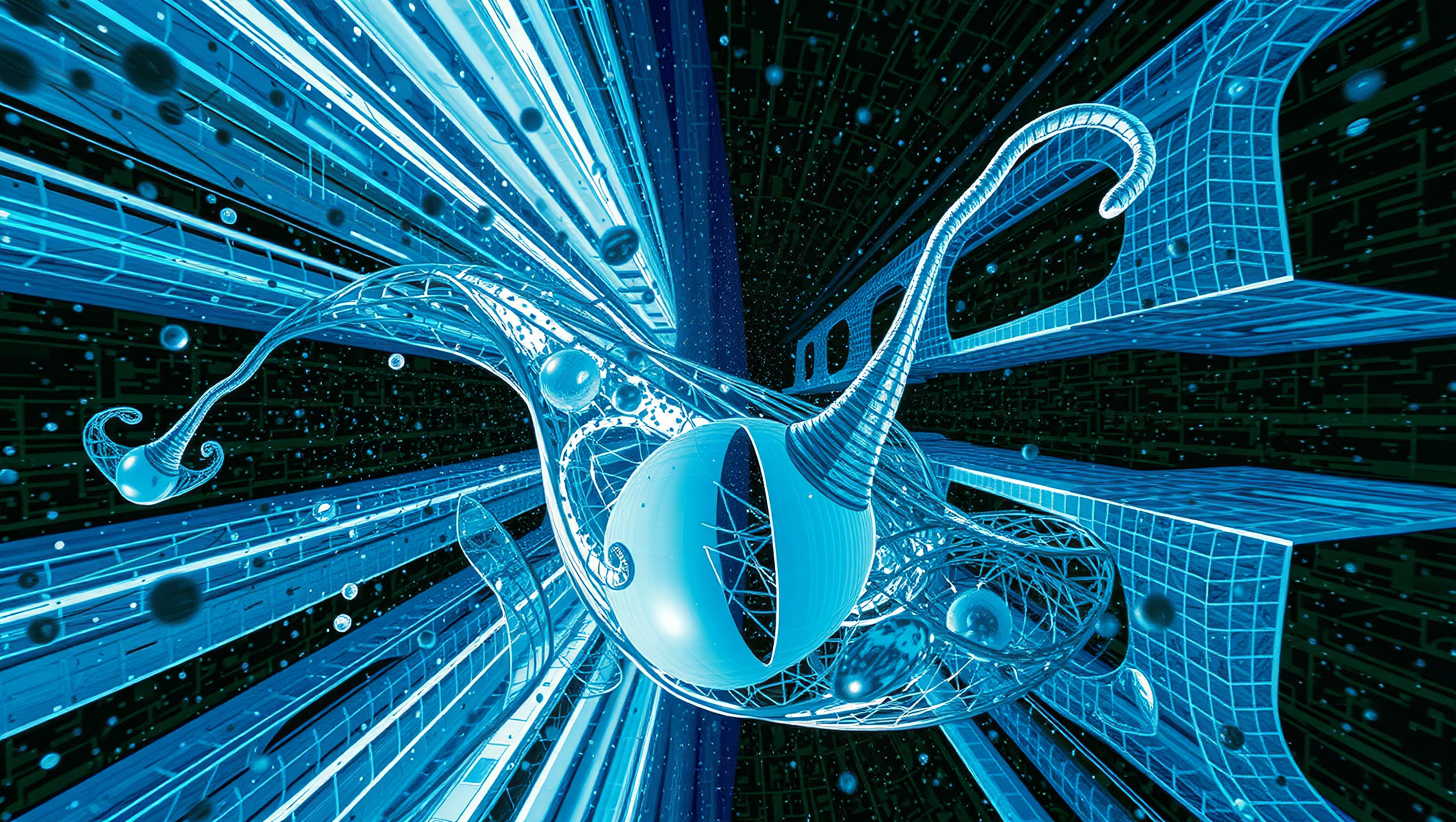 Futuristic Blue Abstract Digital Art
