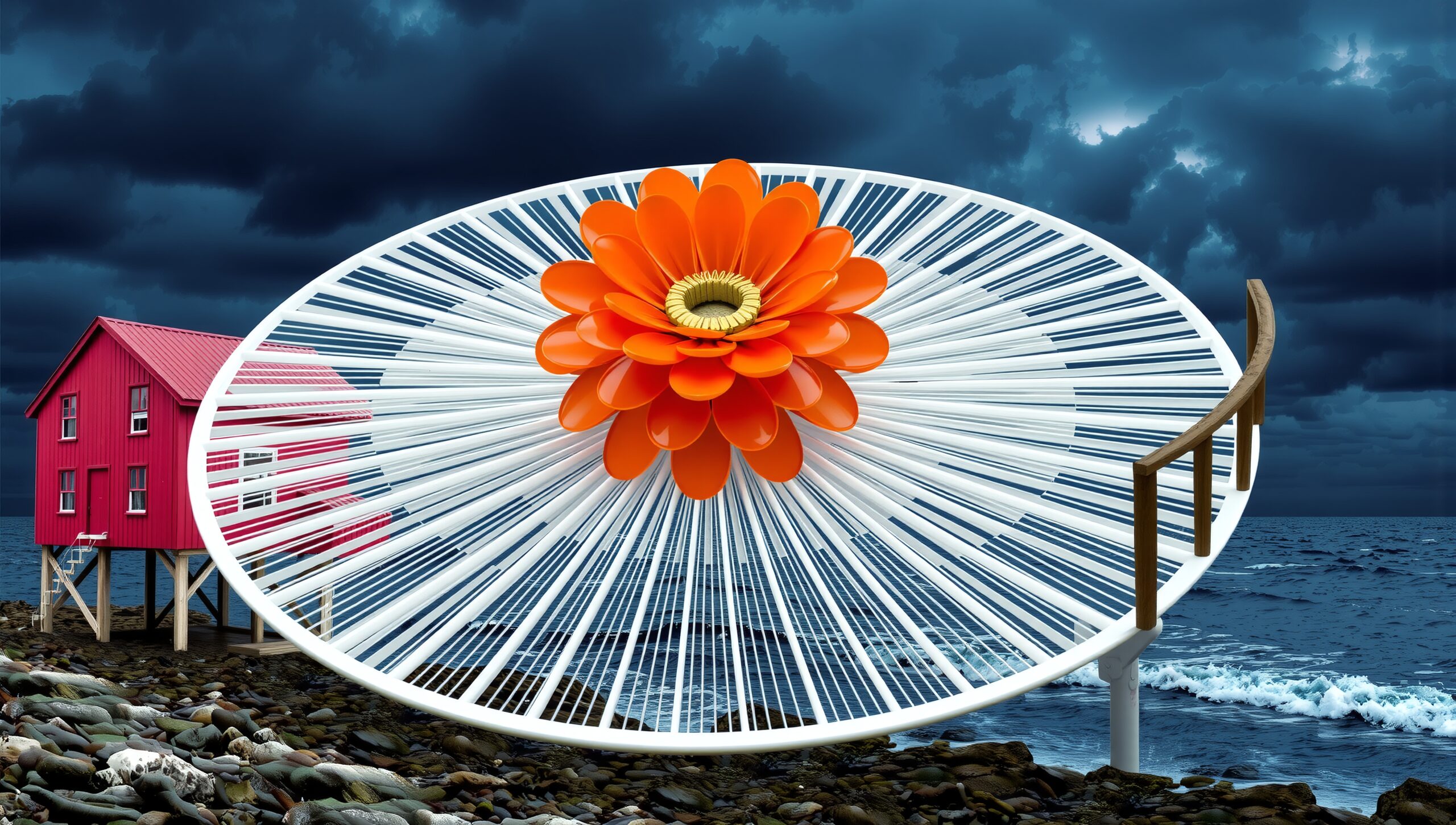 Surreal Coastal Flower Scene