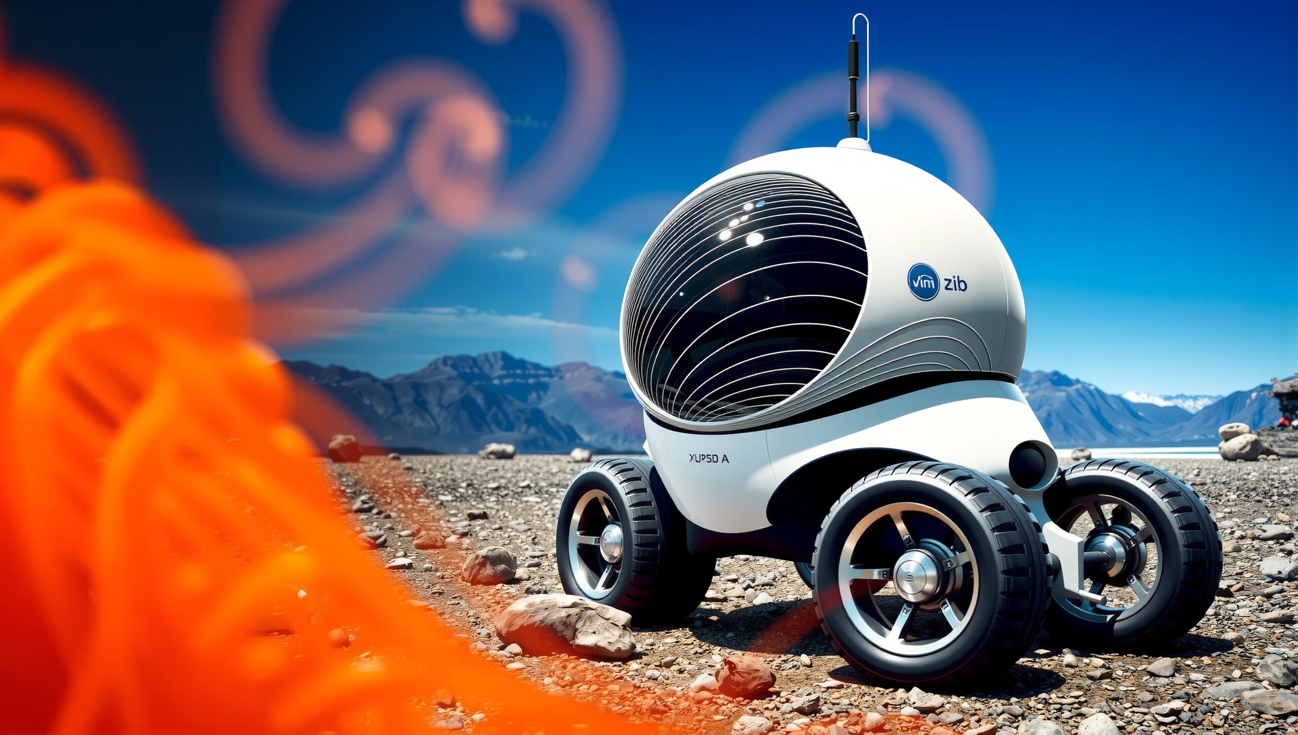 Futuristic Rover in Mountain Landscape