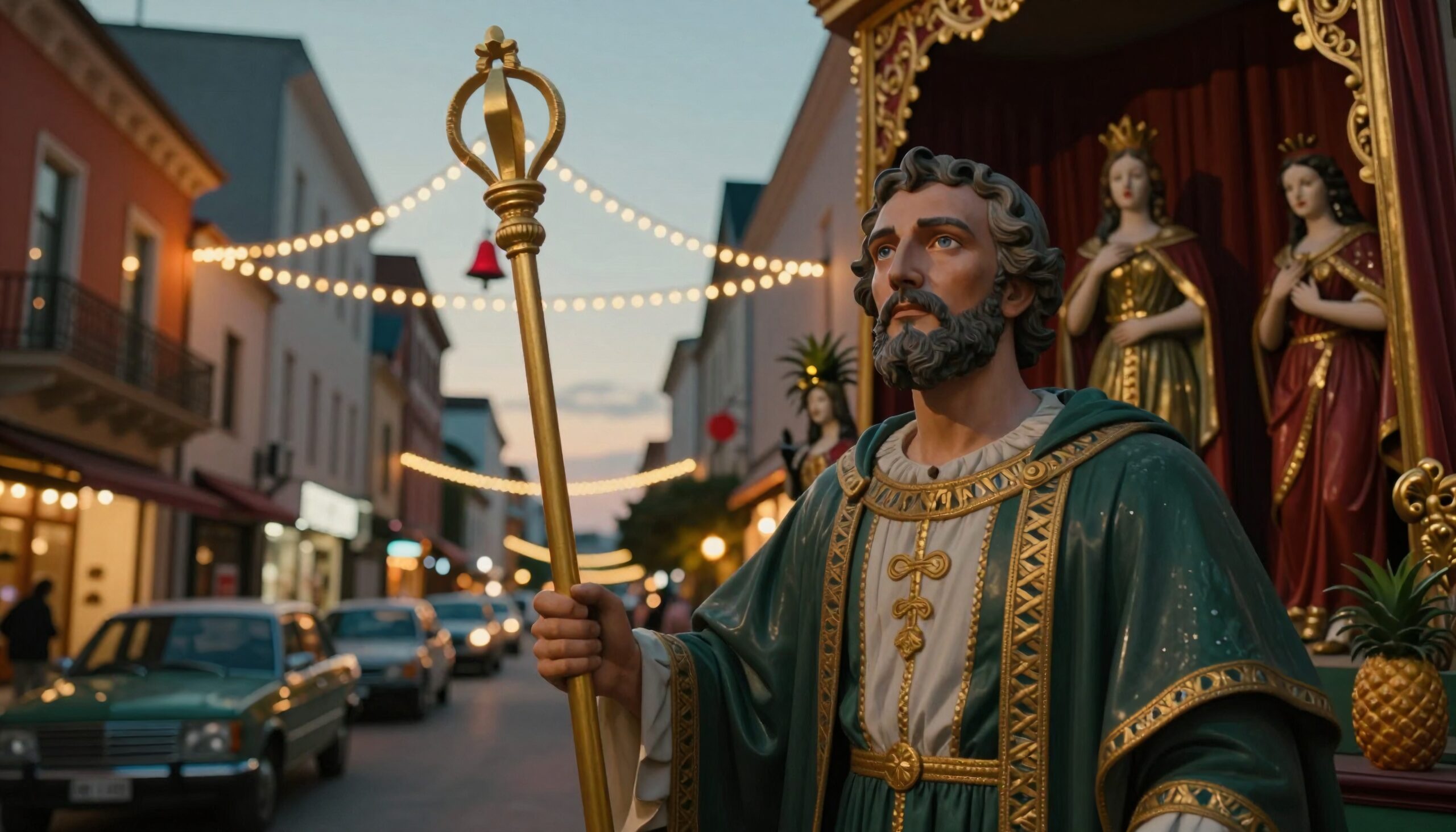 Religious Parade in Quaint Town