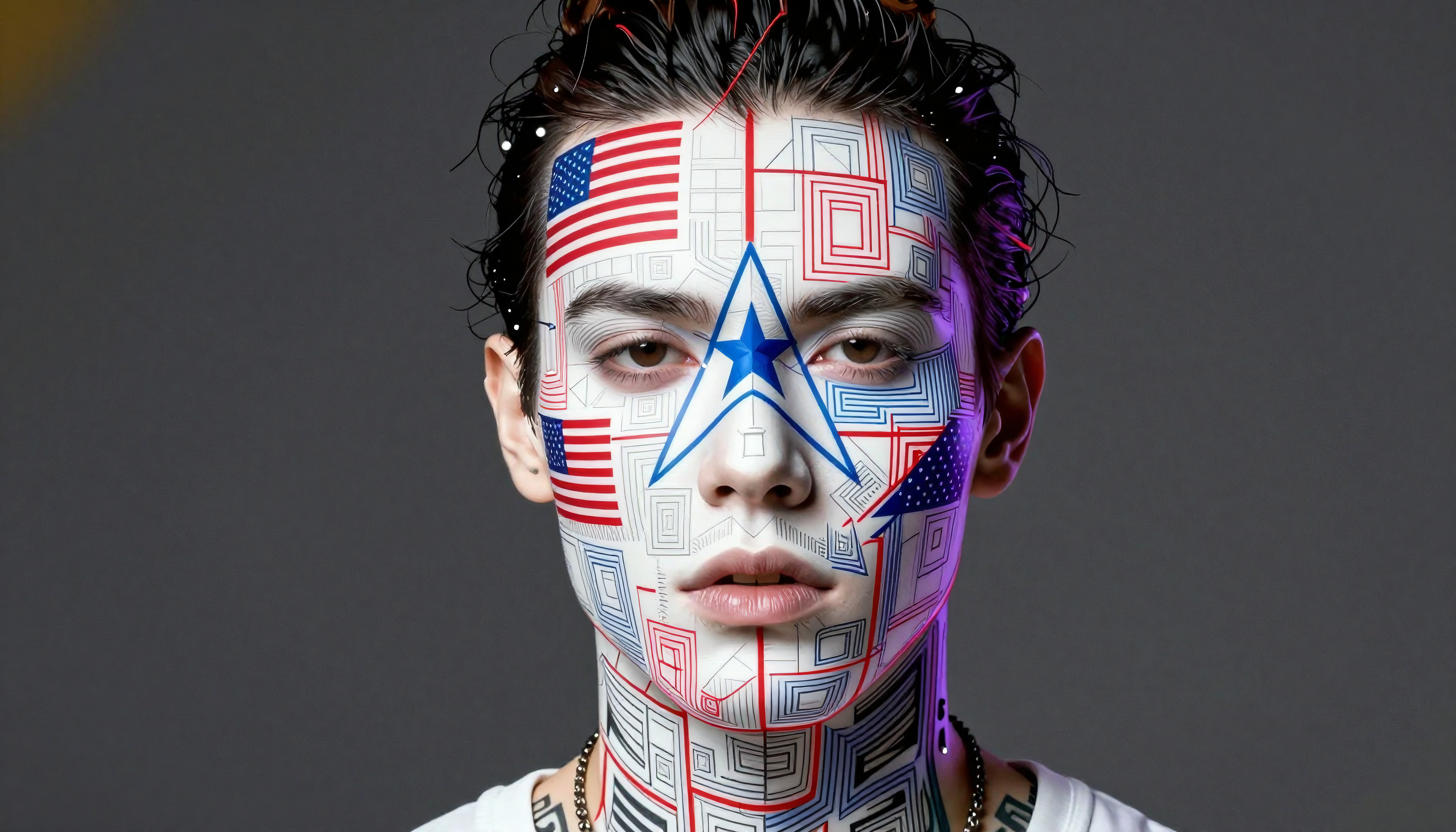 Artistic Face Painting Featuring American Flag