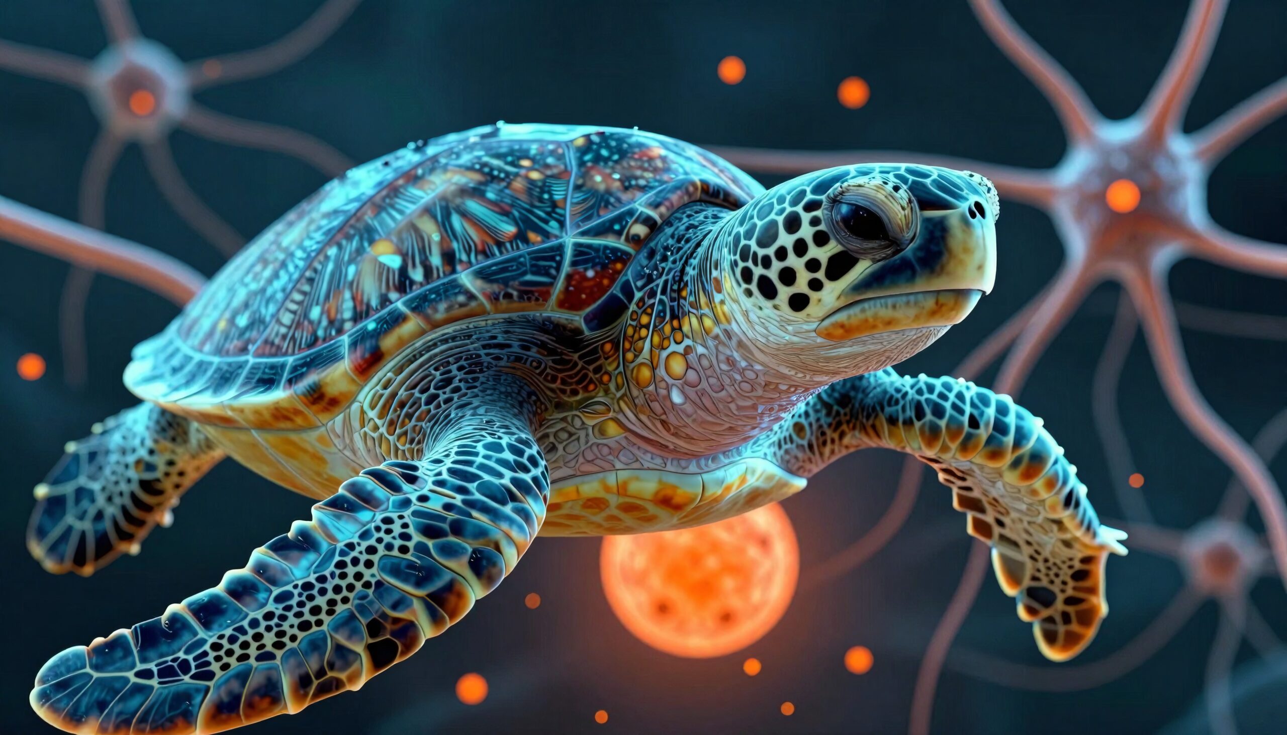 Colorful Turtle in Surreal Dreamscape
