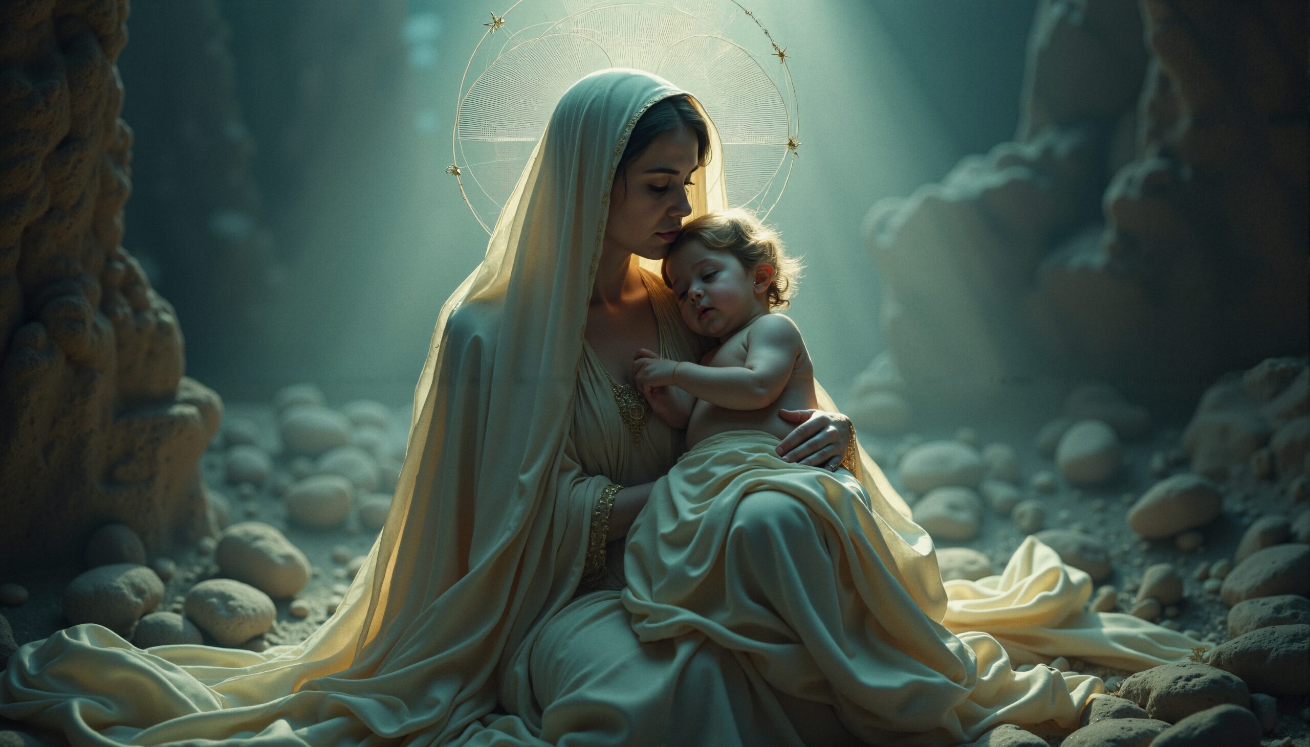 Serene Divine Maternal Embrace Scene