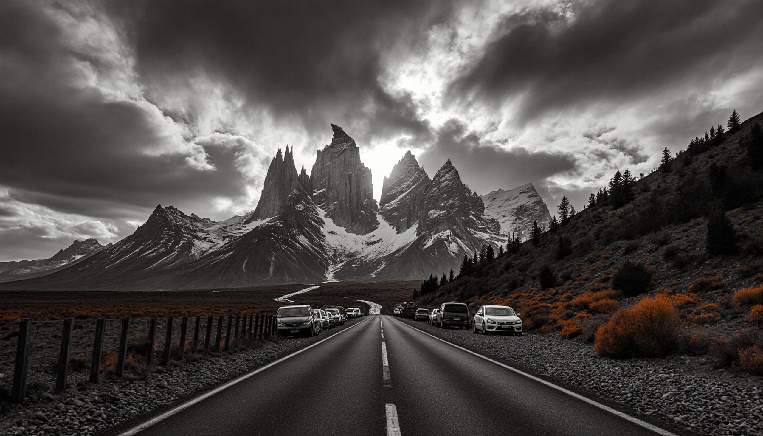 Majestic Peaks In Overcast Setting