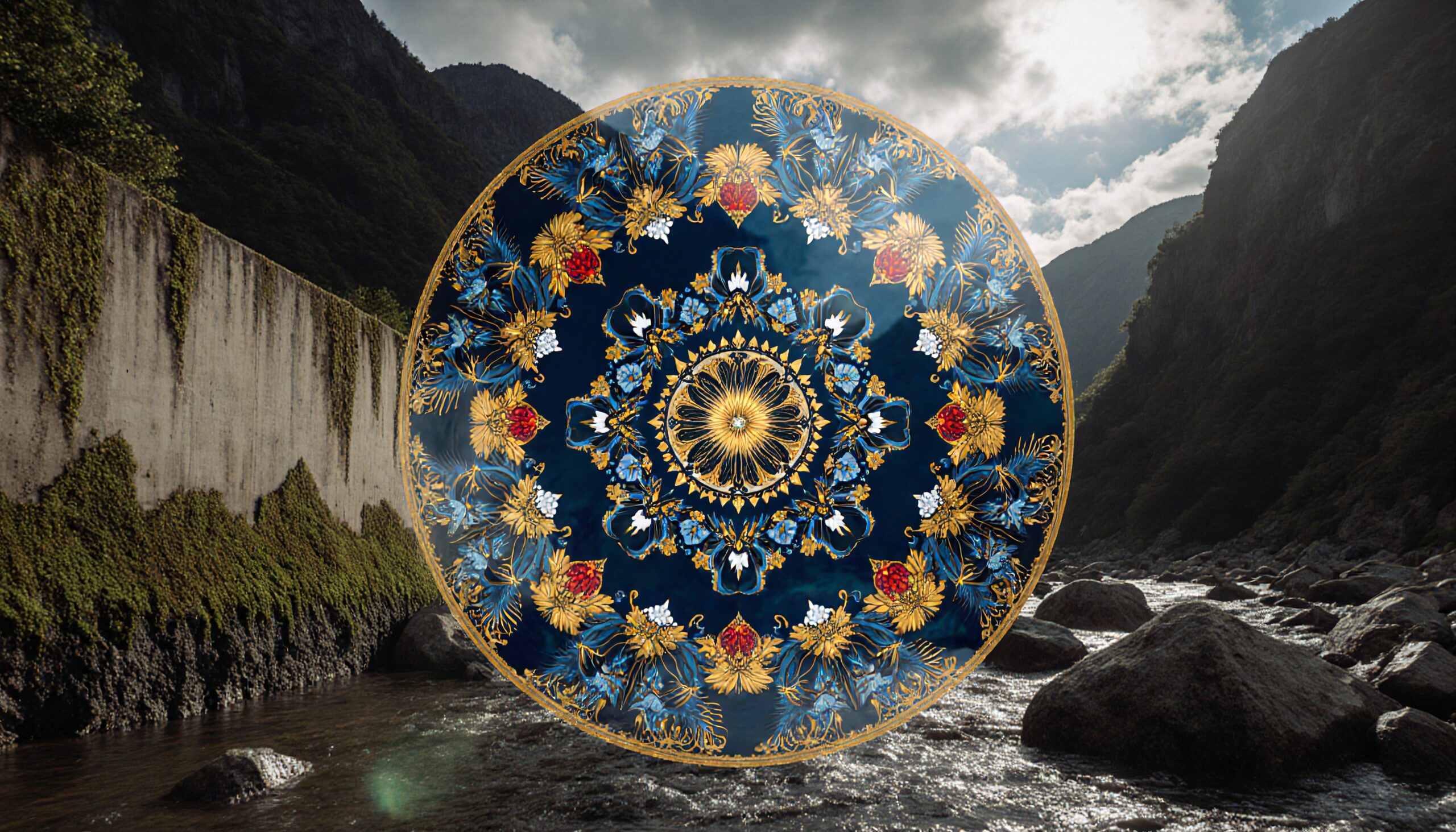 Vibrant Mandala in Scenic Landscape