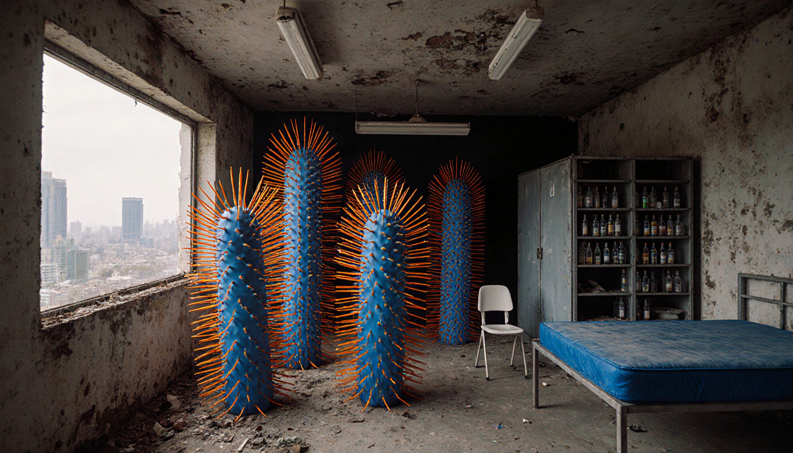 Surreal Spiky Sculptures in Room