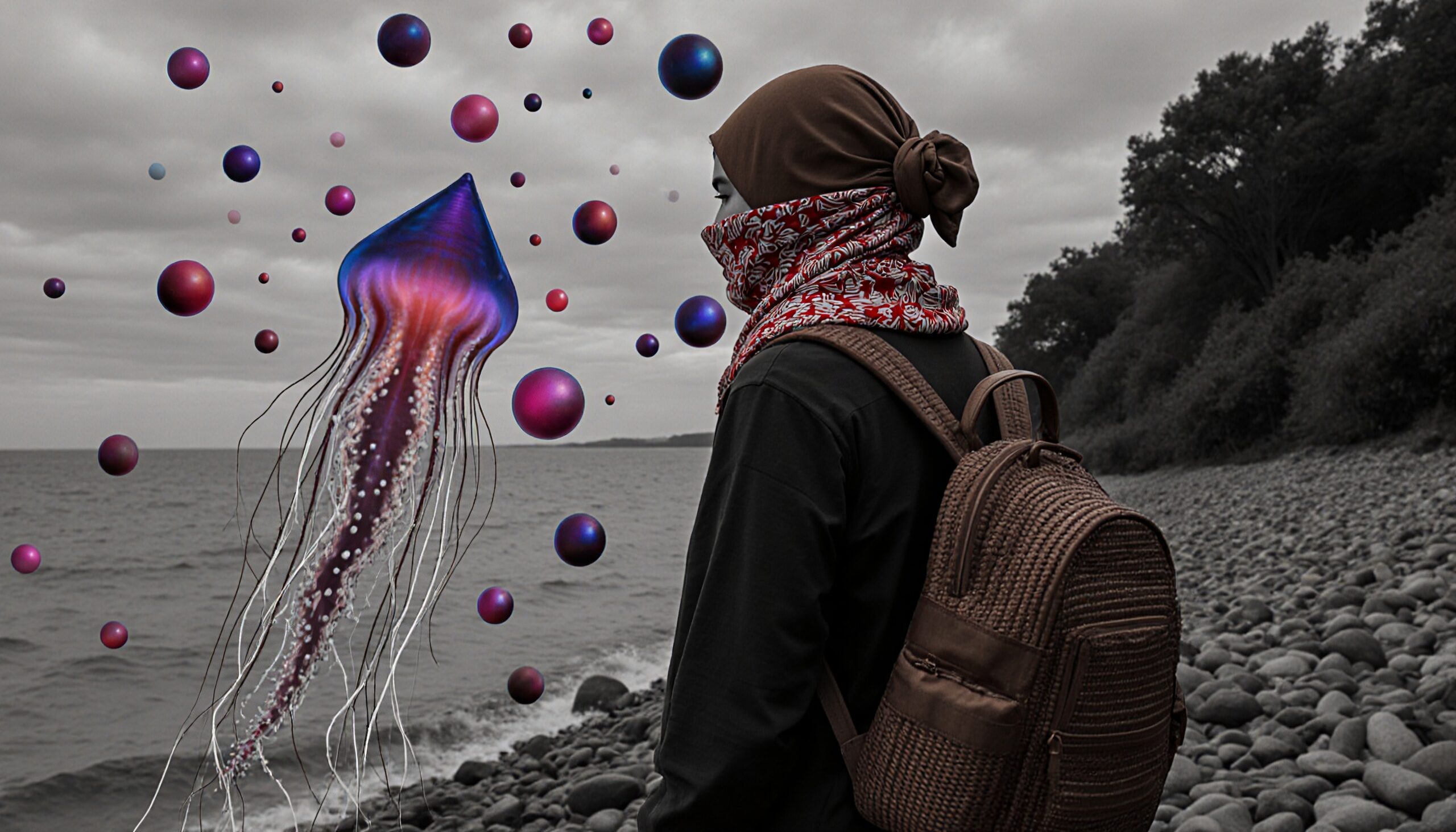 Surreal Encounter by the Sea