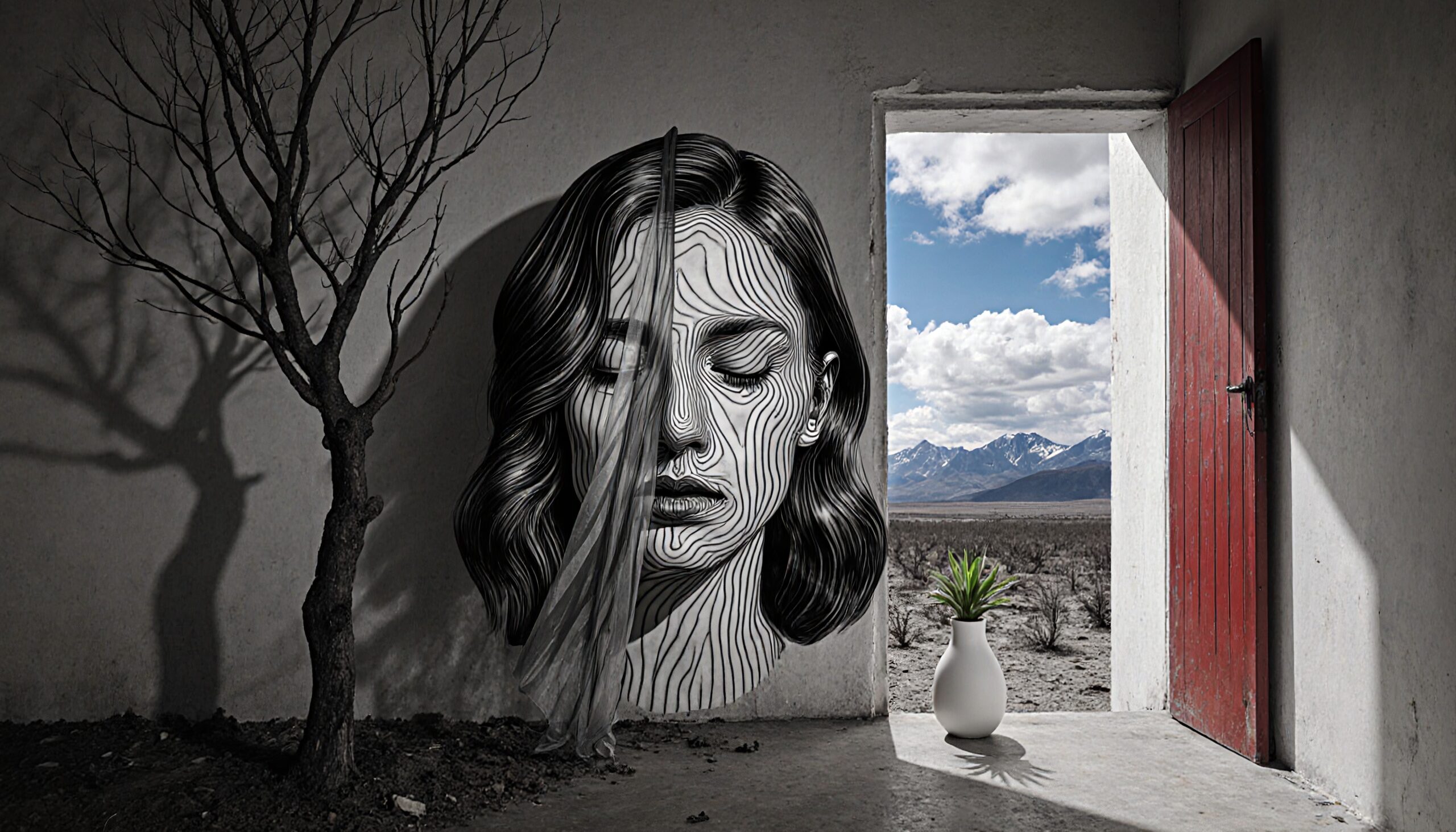 Surreal Landscape and Wall Portrait