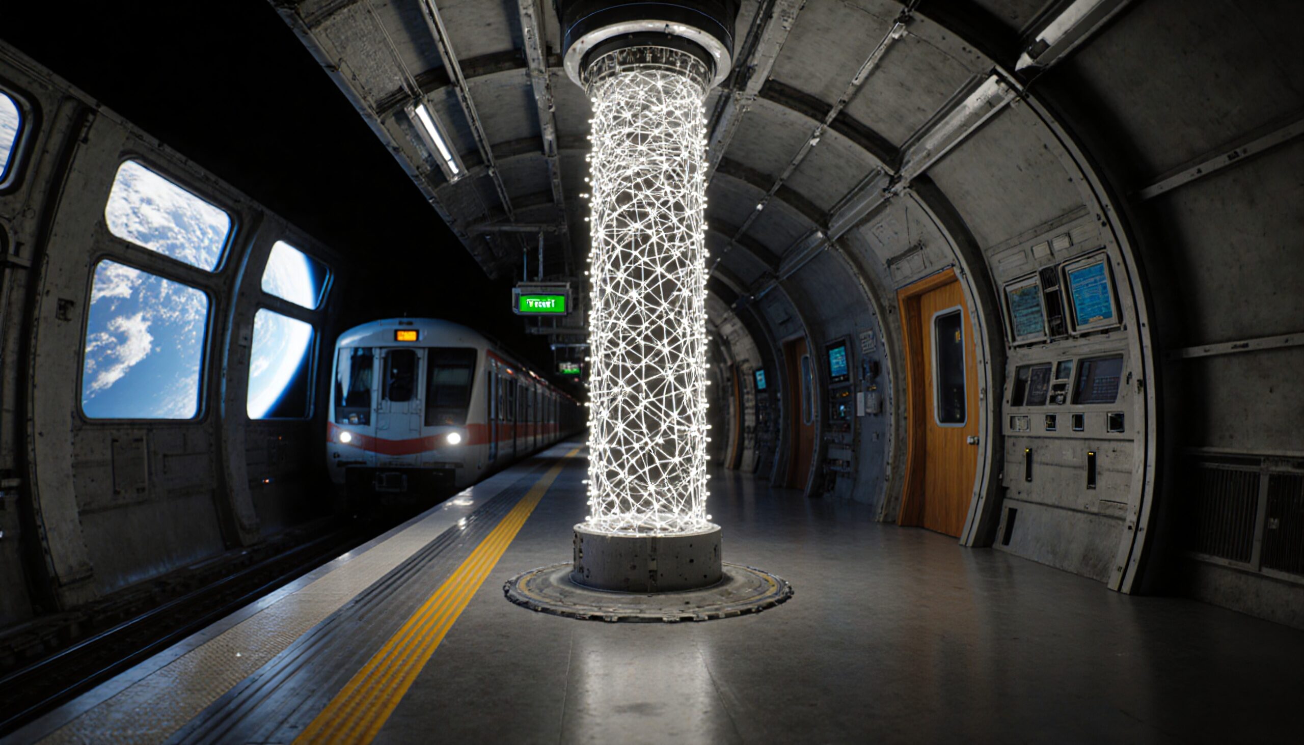 Space Subway with Earth View