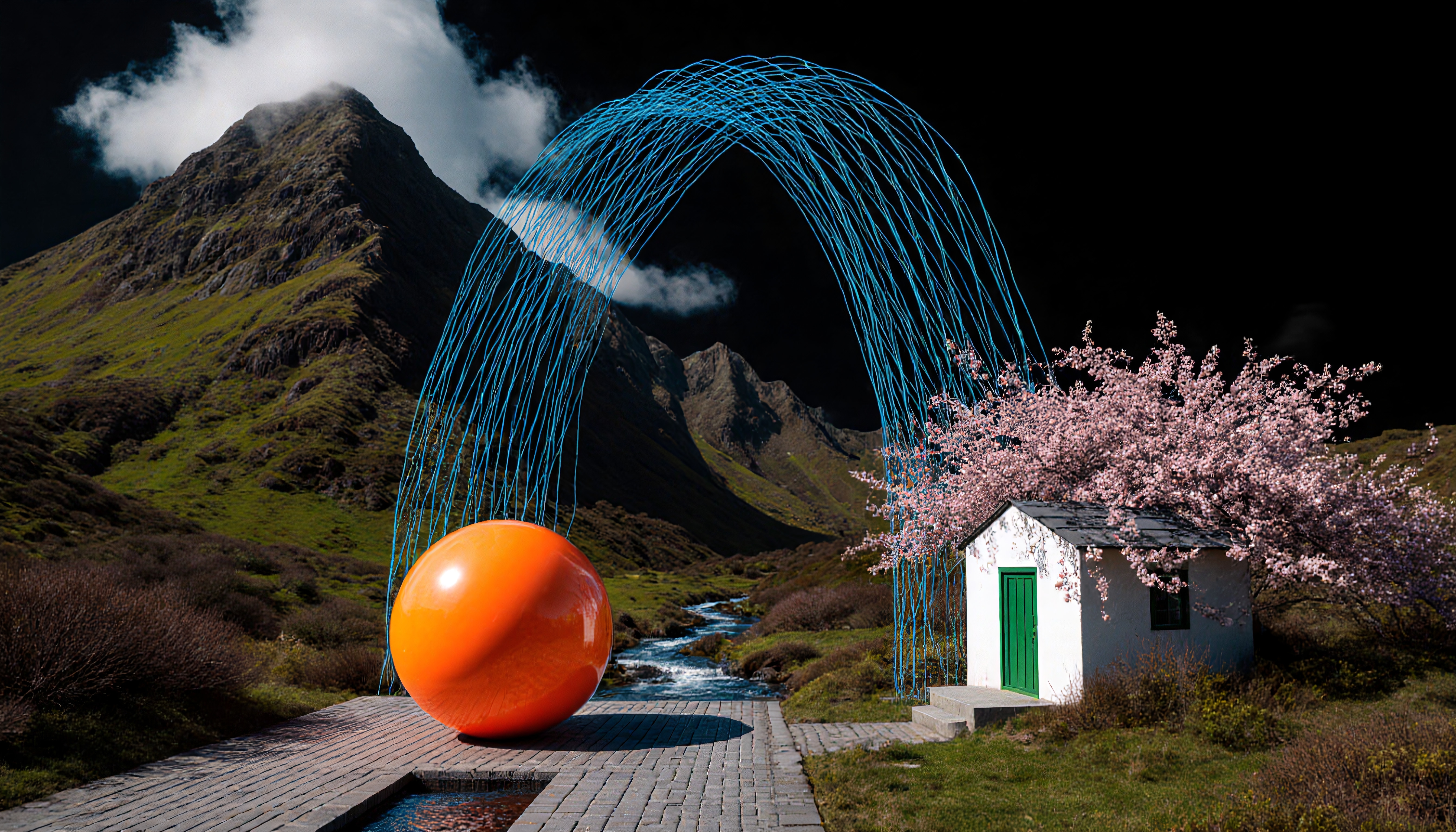 Mountain Landscape with Blue Wire Arch