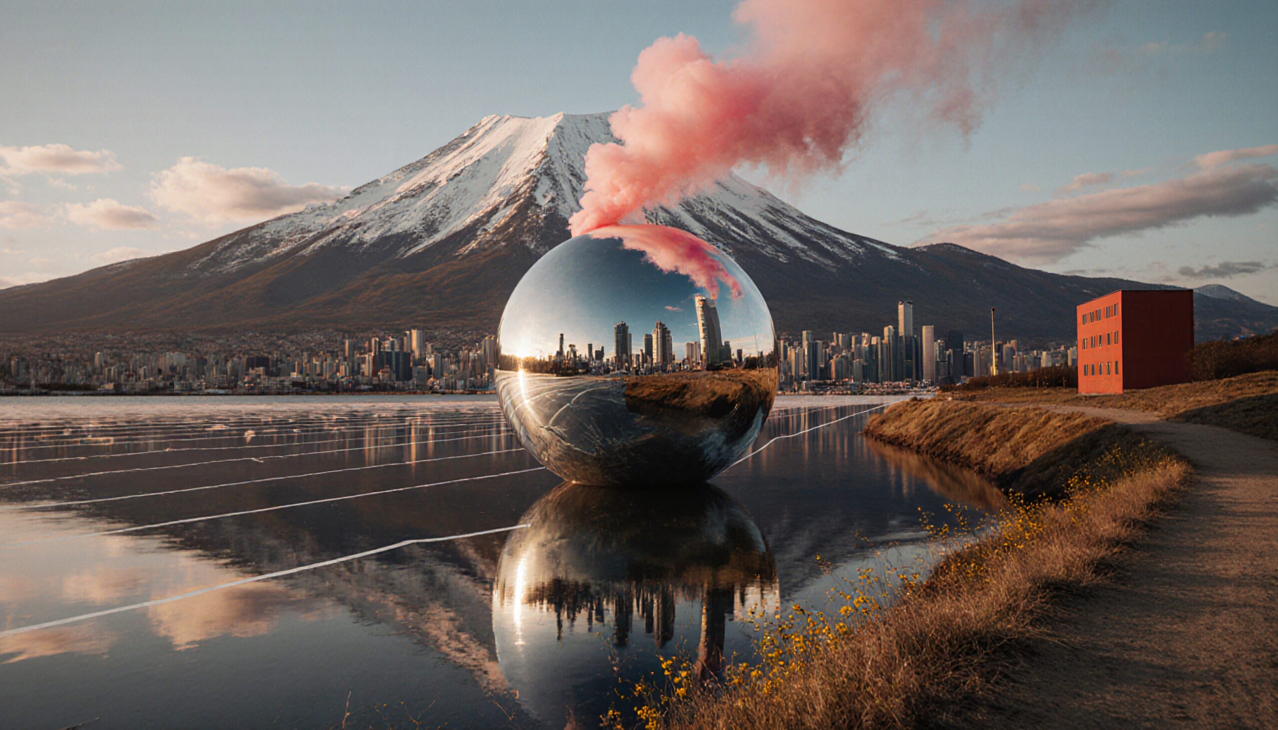 Mystical Sphere Beneath Mountain Peak