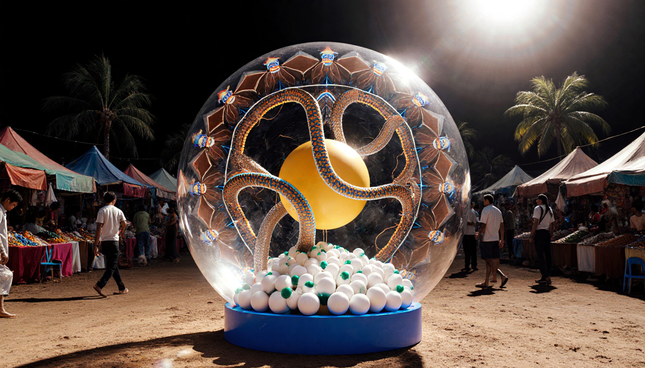 Luminescent Sculpture in Night Market