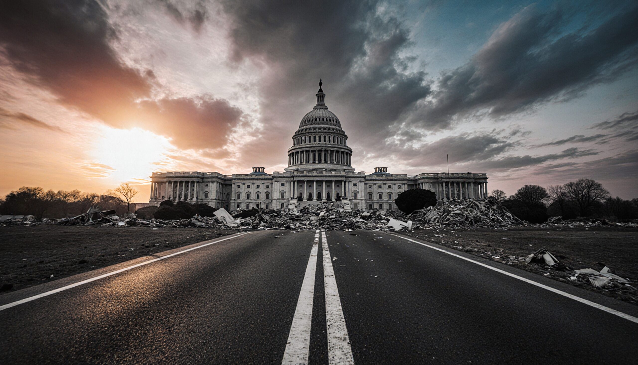 Capitol in Ruins at Sunset