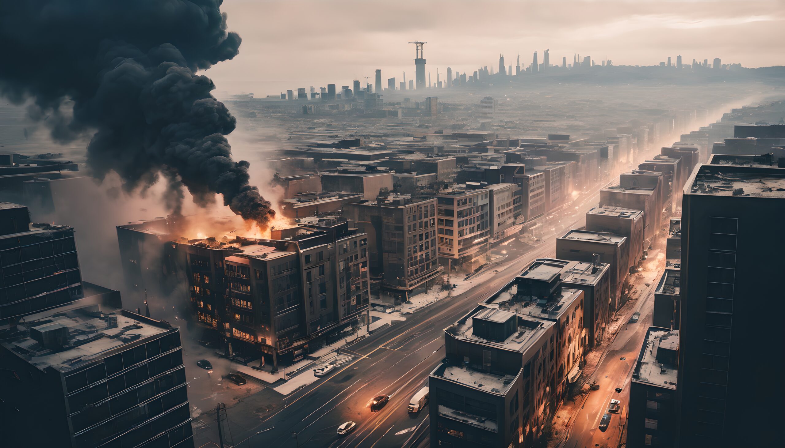 Urban Blaze in Cityscape View