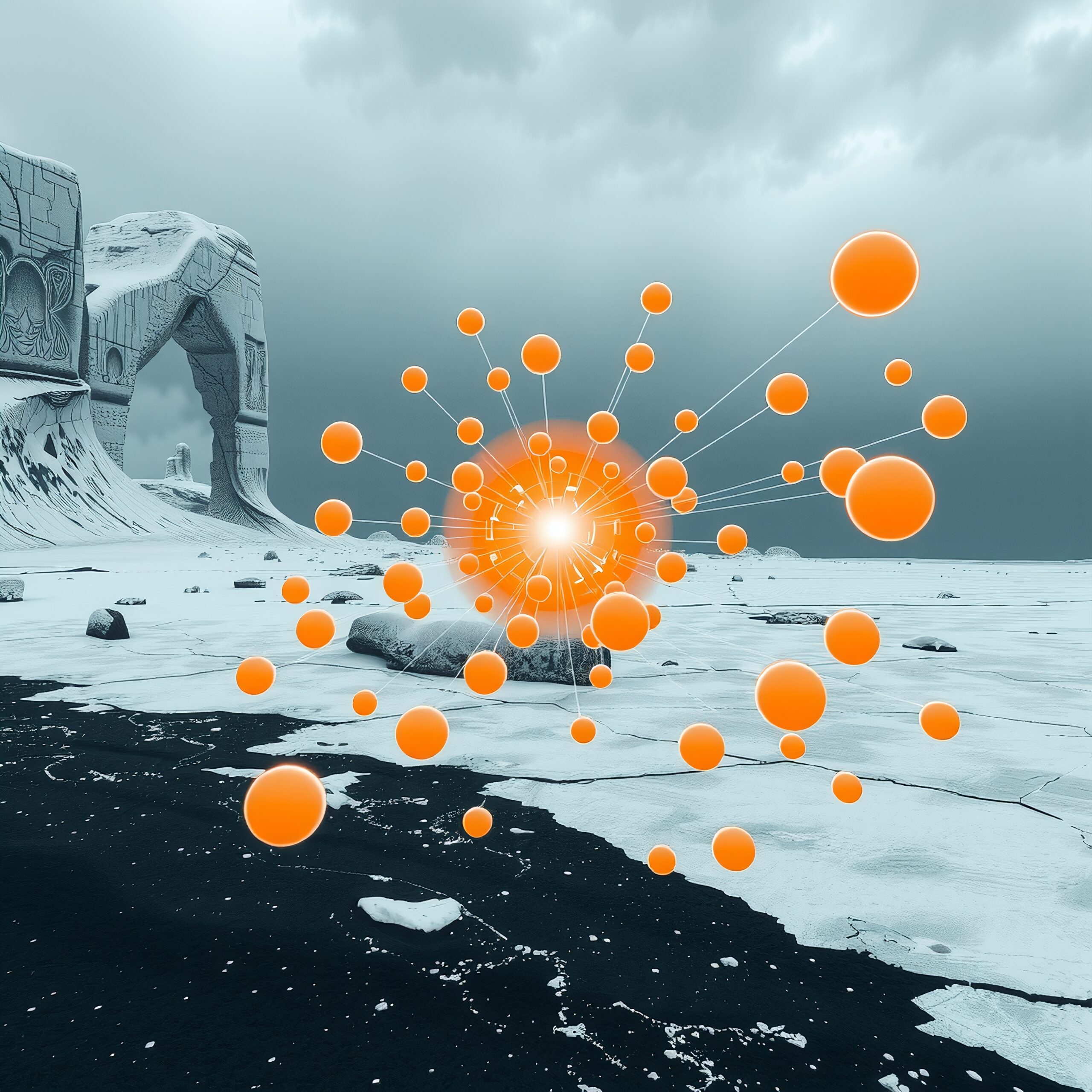 Abstract Network in Arctic Landscape