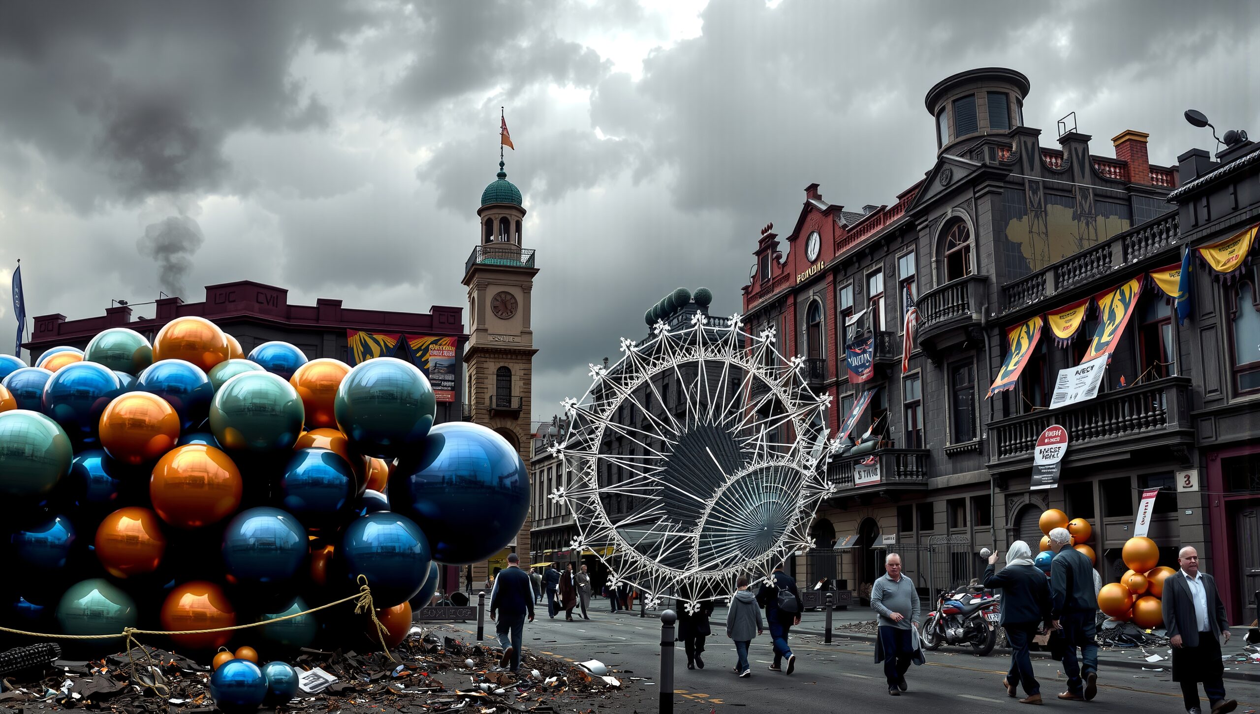 Colorful Spheres Adorn City Street
