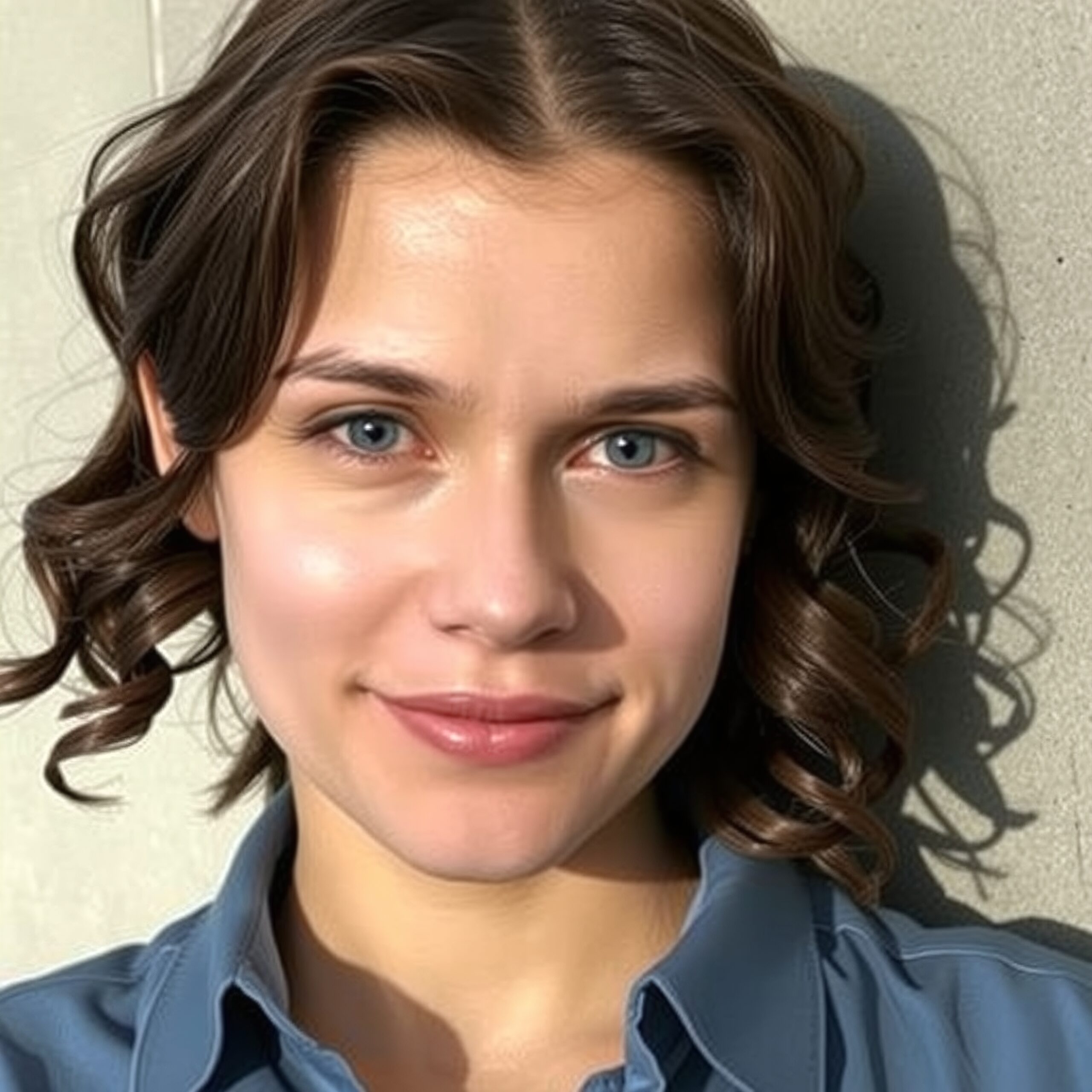 Warm Smile Against Sunlit Wall