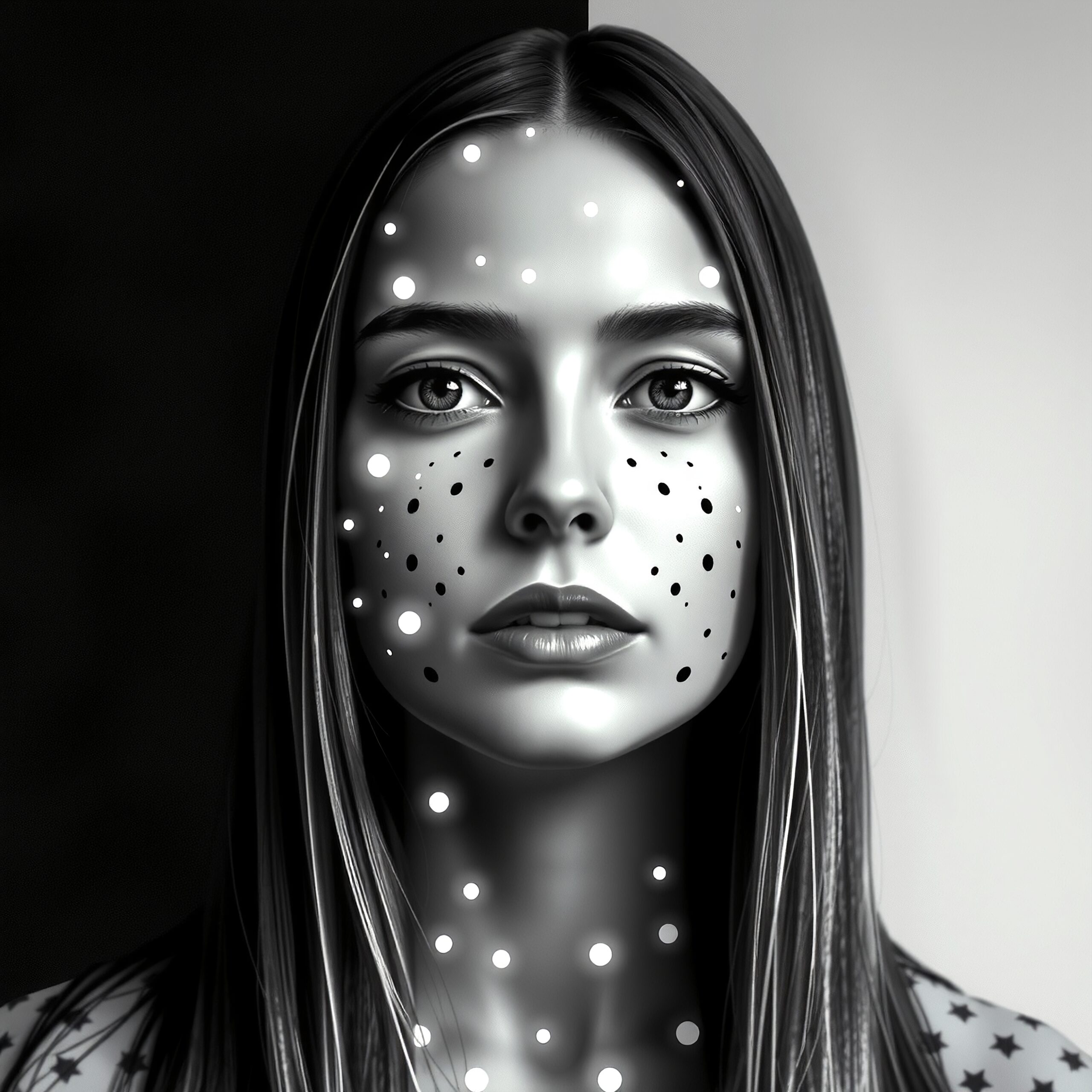 Monochrome Portrait of Dotted Woman