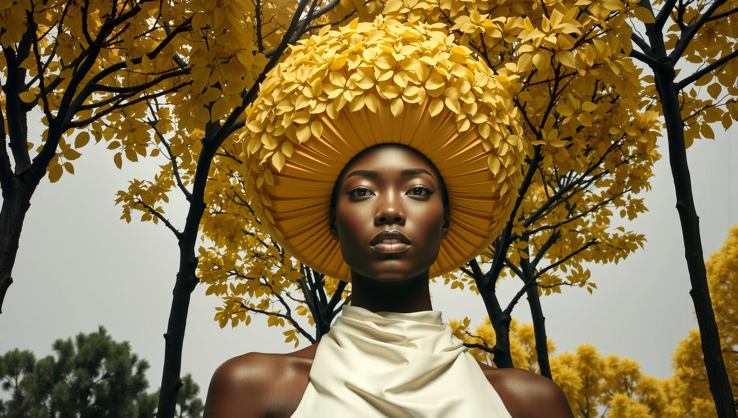 Vibrant Fashion Amid Yellow Foliage