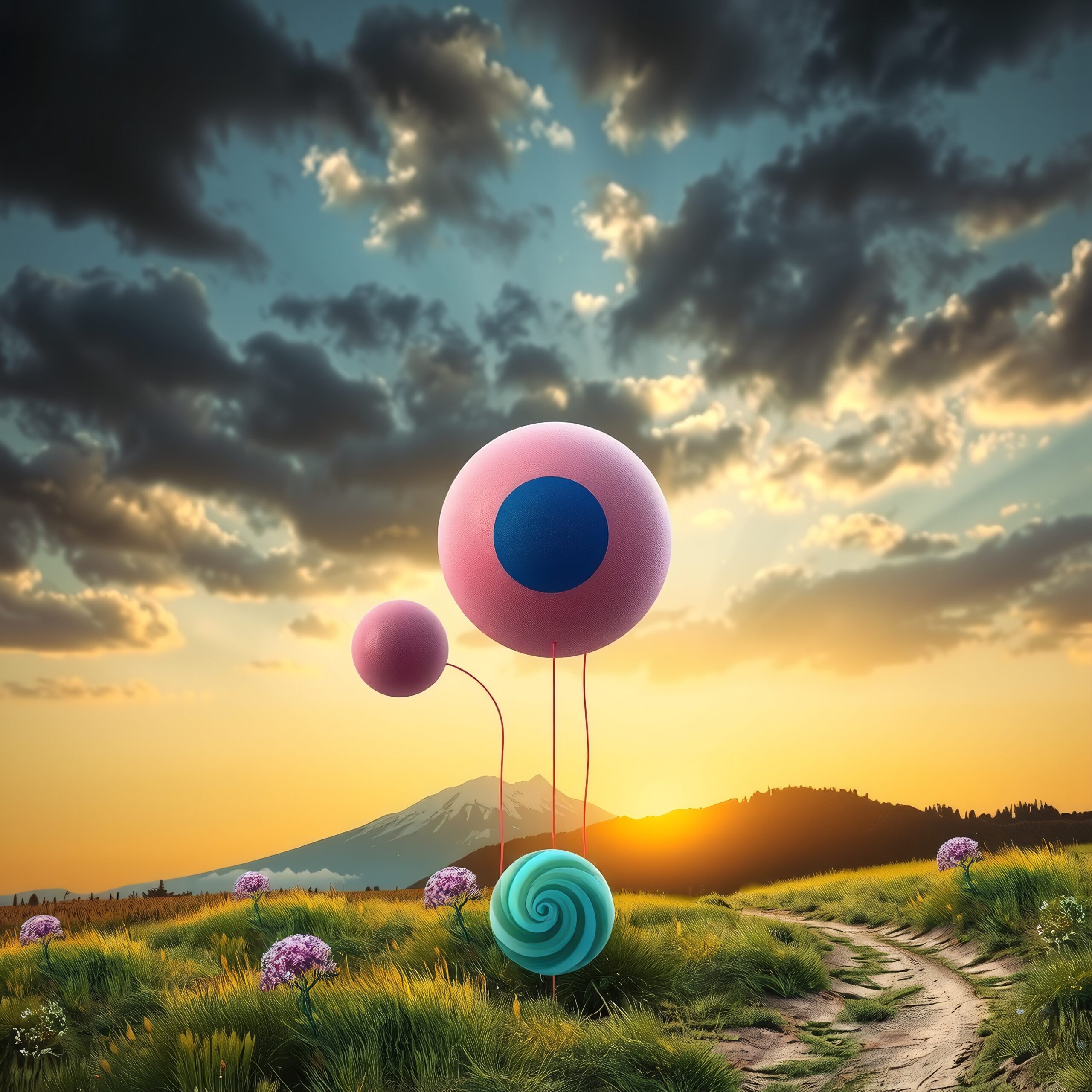 Surreal Landscape with Lollipop Spires