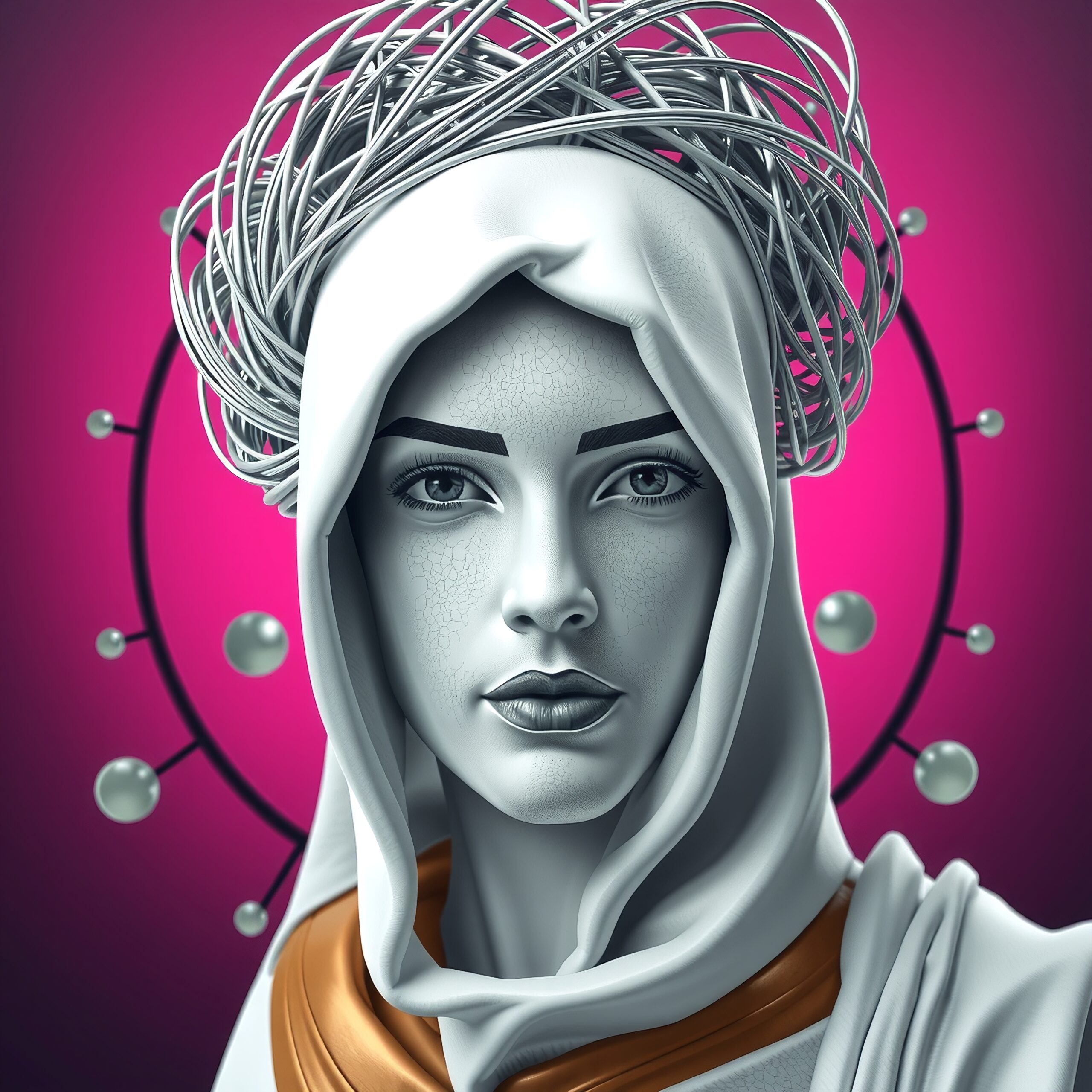 Futuristic Ethereal Metallic Portrait