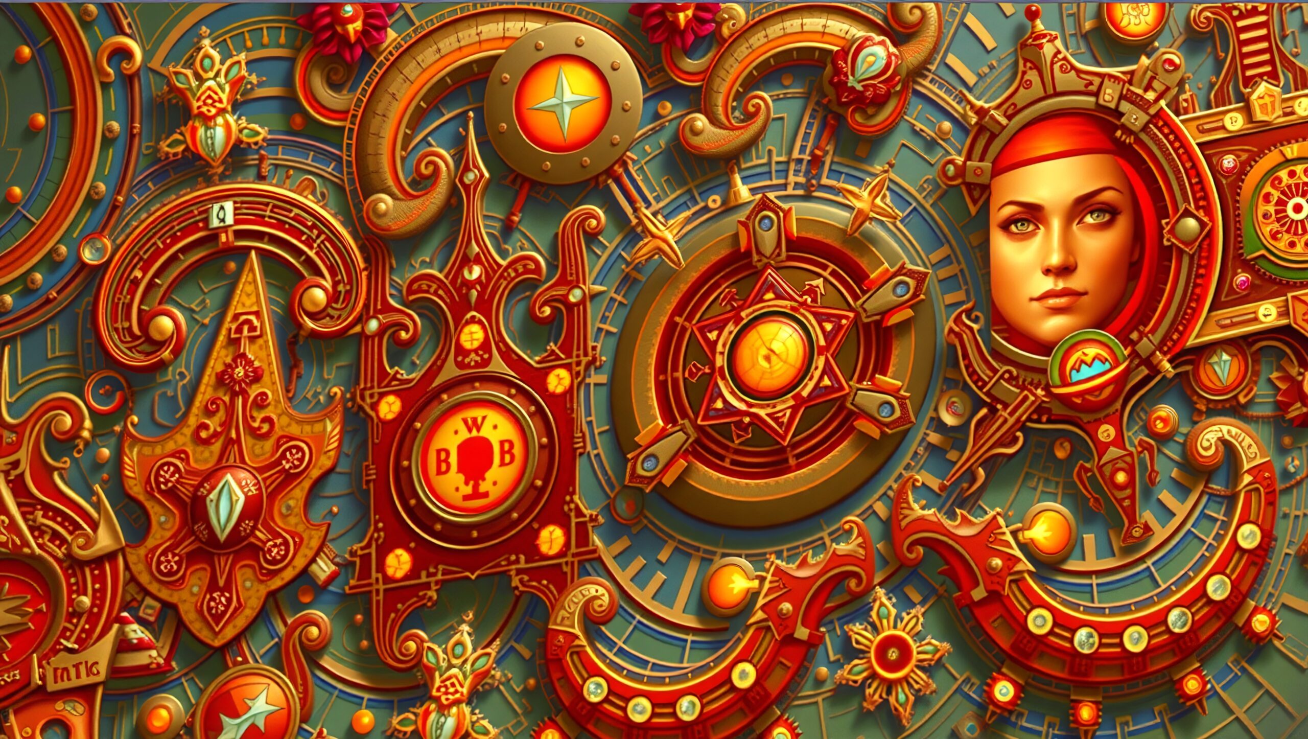 Ornate gears vibrant clockwork face