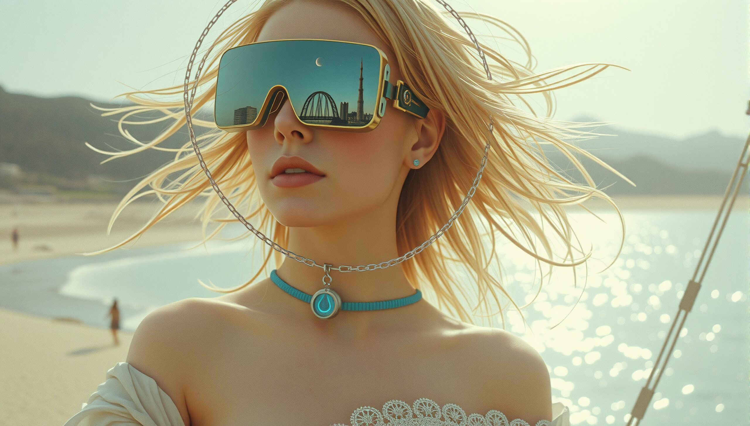 Futuristic Beach Fashion Scene