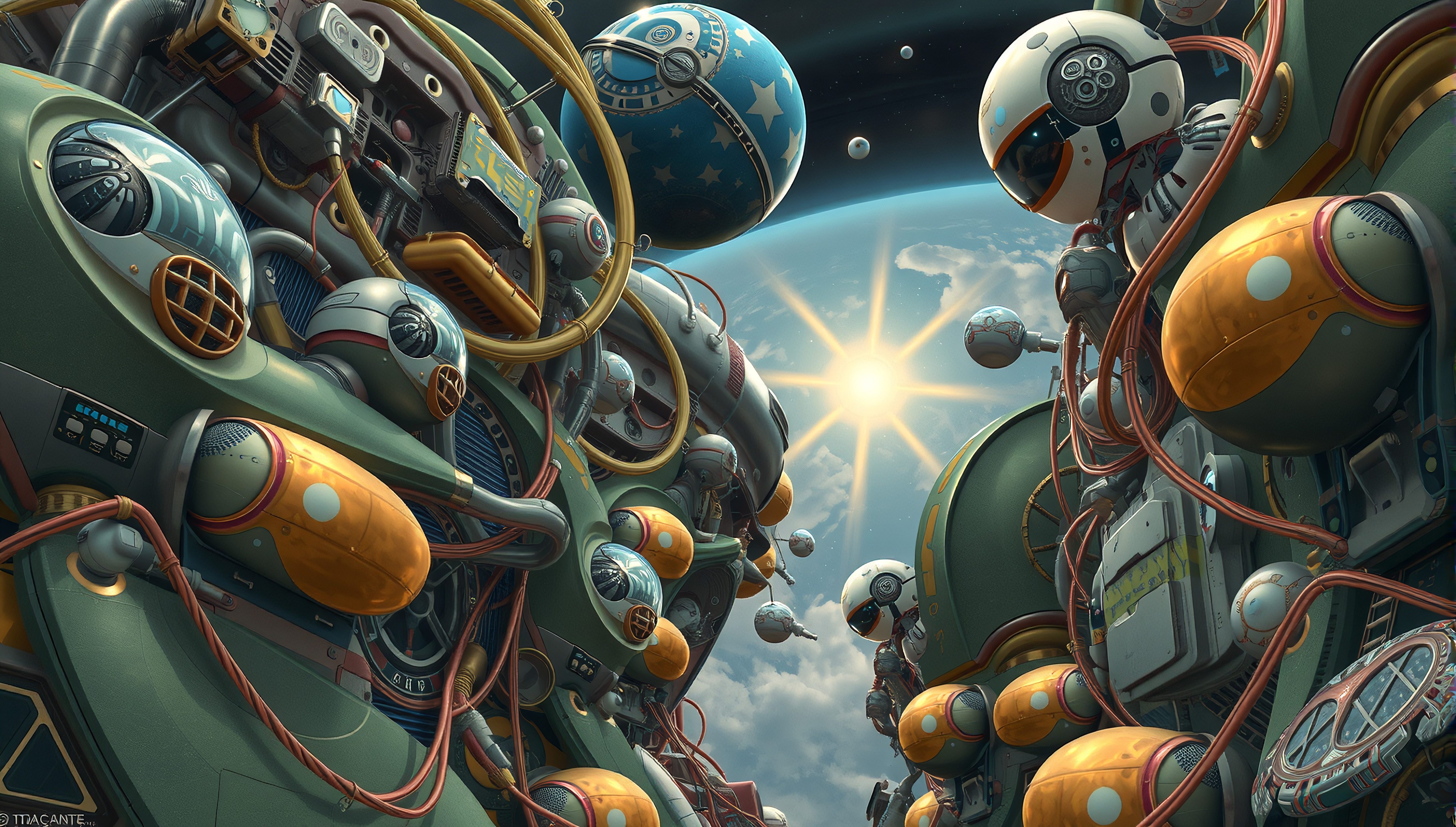 Orbital Space Station with Robotic Elements
