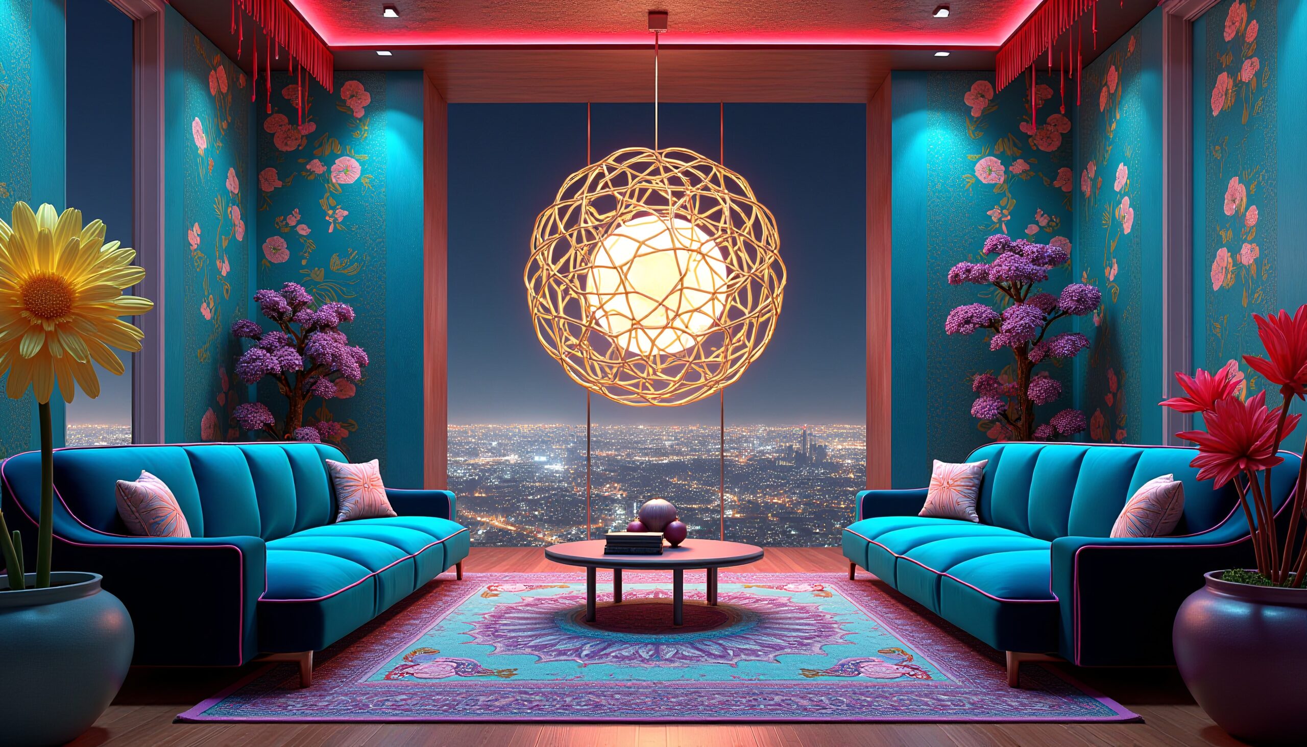 Vibrant Room With City View