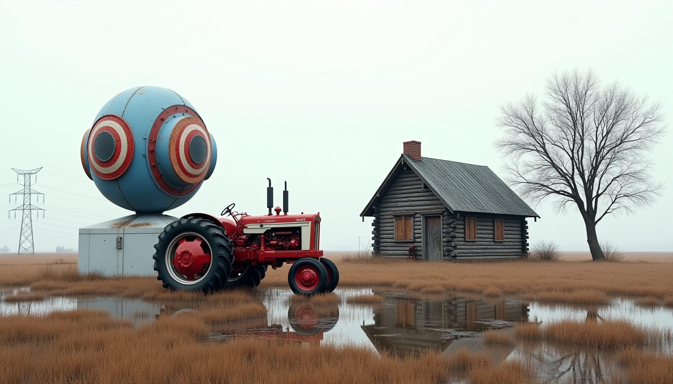 Surreal Rural Scene on Farm