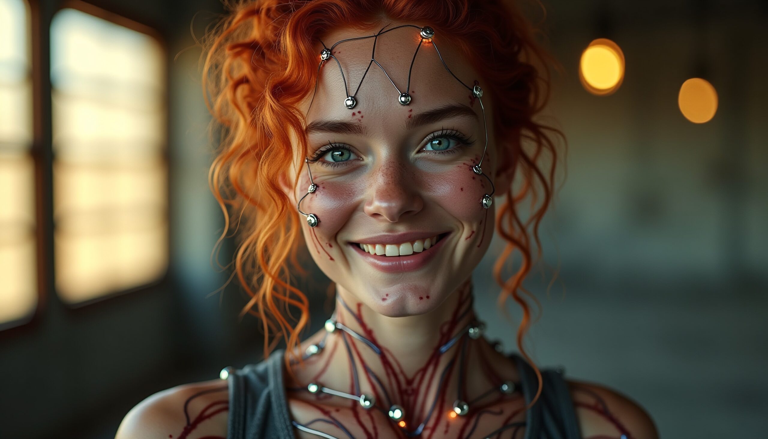 Futuristic Beauty with Metallic Adornments